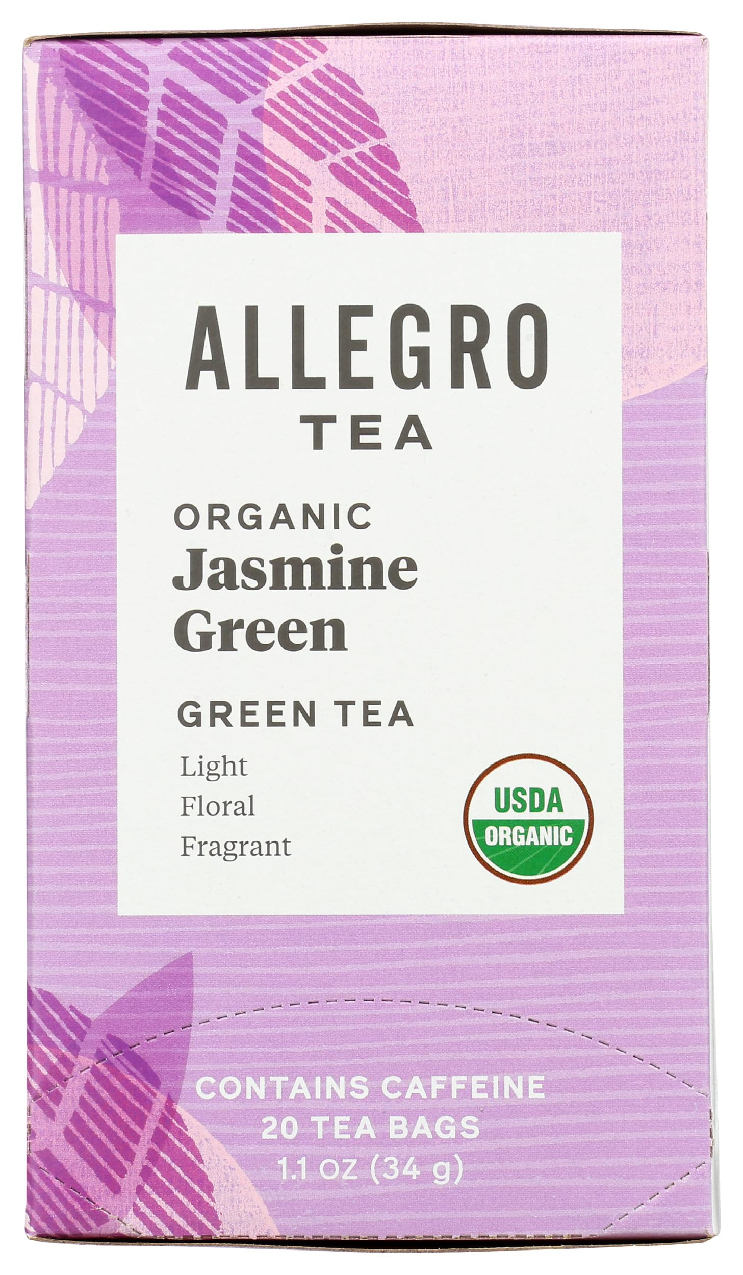Organic Jasmine Green Tea Bags by Allegro Tea - 20 Count | Premium Loose Leaf Alternative | Perfect for Relaxation, Afternoon Tea & Gift Giving