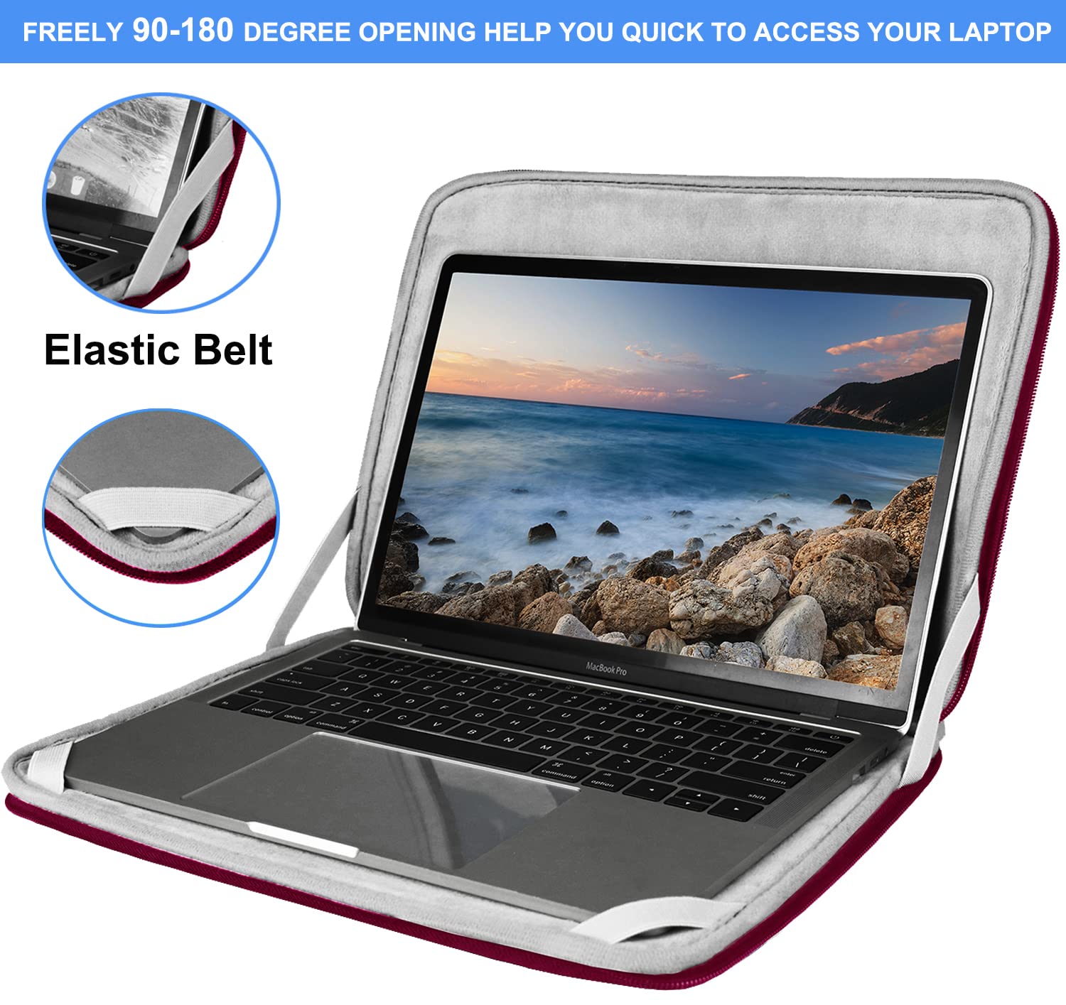 15.6 Inch Shockproof Laptop Case - Durable Protective Cover with Flip Design for HP, ASUS, Lenovo, Acer Notebooks & Ultrabooks | Perfect for Work, School & Travel (Red)