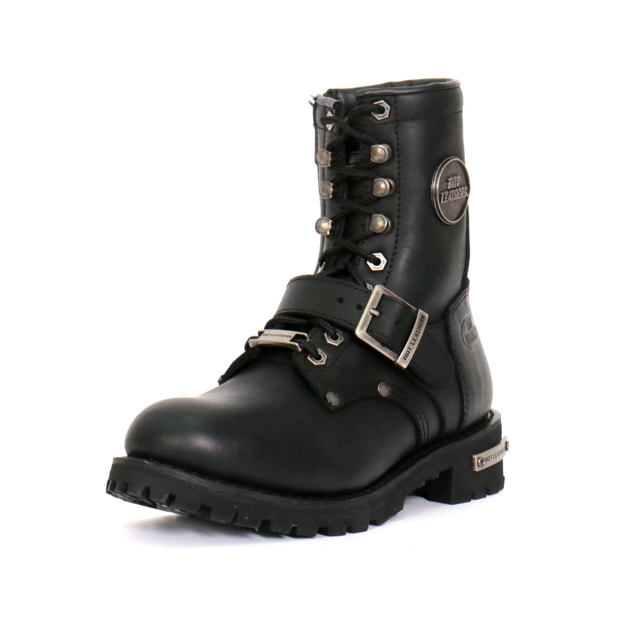 Hot Leathers BTL1001 Women's 7-Inch Tall Logger Leather Boots with Buckle - Size 11 | Durable & Stylish Work Boots for Hiking, Outdoor Adventures & Casual Wear
