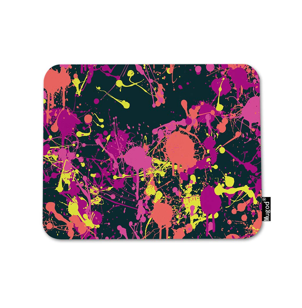 Colorful Abstract Splatter Paint Gaming Mouse Pad - Non-Slip Rubber Base, 9.5x7.9 Inch Neon Blot Design Mouse Mat for PC, Laptop, Office & Home Workspace - Perfect for Gamers, Graphic Designers and Creative Professionals