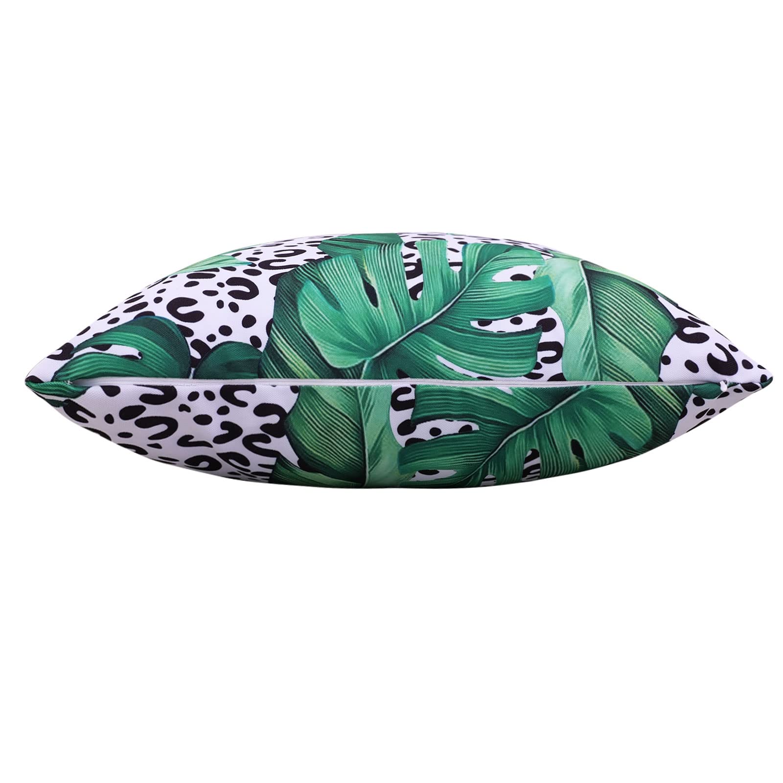 Poise3EHome 20x20 Inch Outdoor Waterproof Pillow Covers Set of 2 - Decorative Couch & Patio Throw Pillow Covers for Living Room, Sofa, Garden - Leopard Green Leaves Design for Spring & Summer Decor