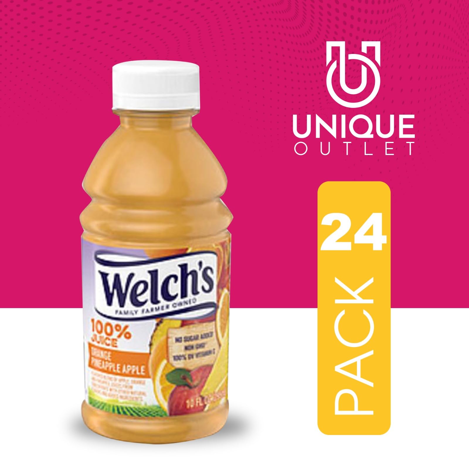 Welchs 100% Orange Pineapple Apple Juice 24-Pack - 10 fl oz Bottles for On-the-Go | Healthy Fruit Drink for Kids Lunch, Picnics & Outdoor Activities | by Unique Outlet Brand