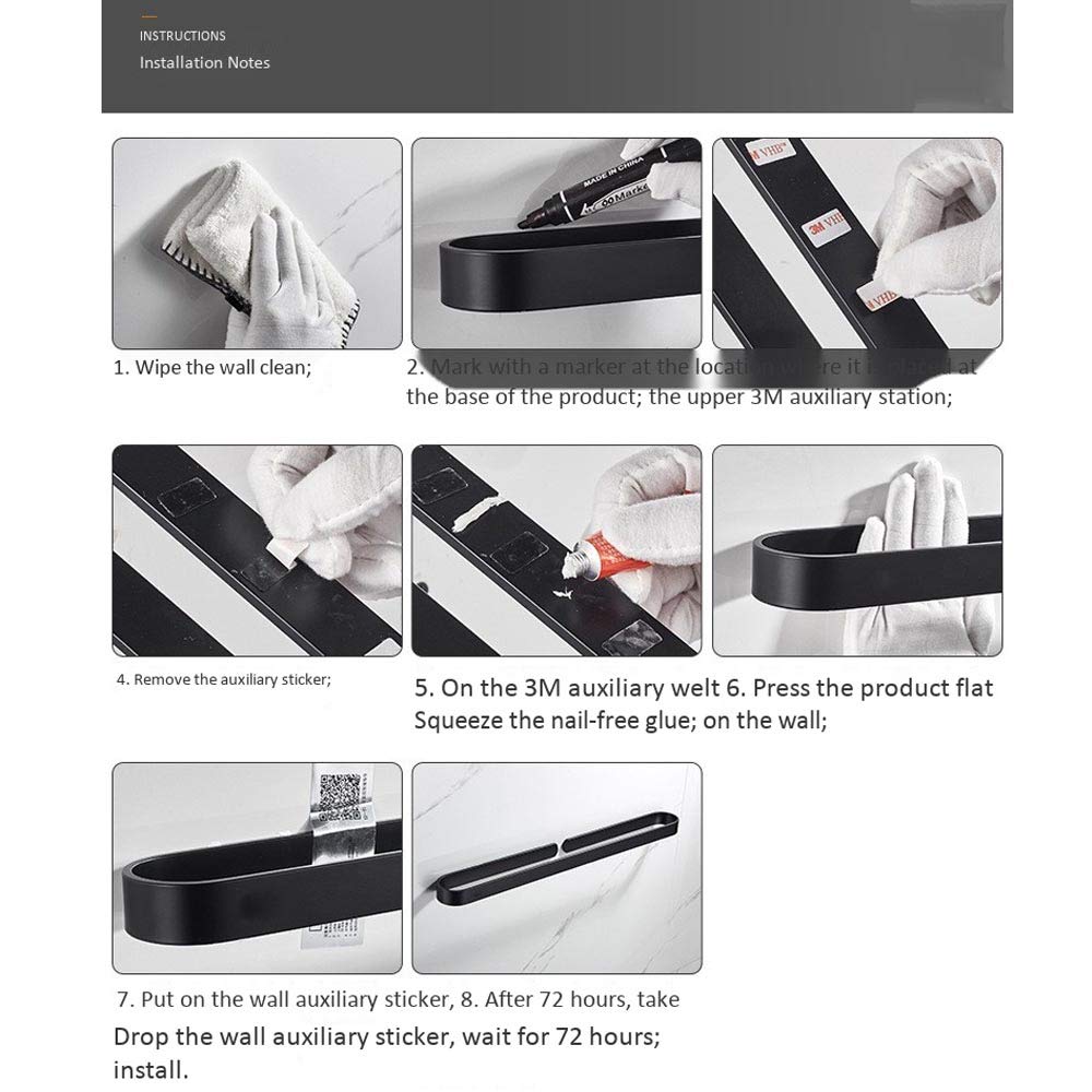 Modern Aluminum Towel Bar - 40cm Wall Mounted Towel Holder for Bathroom, Kitchen & Hotel - Space Saving Black Bath Accessory - Perfect for Small Spaces & Luxury Bathrooms