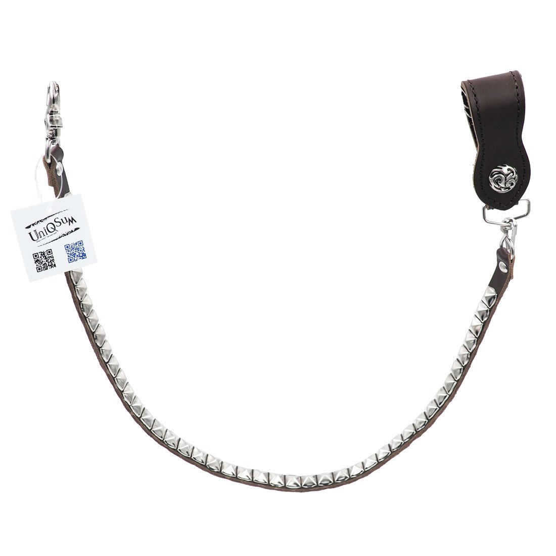 Square Studded Leather Wallet Chain for Bikers & Punk Style - Brown Keychain | Perfect for Motorcycle Enthusiasts & Edgy Fashion Accessories