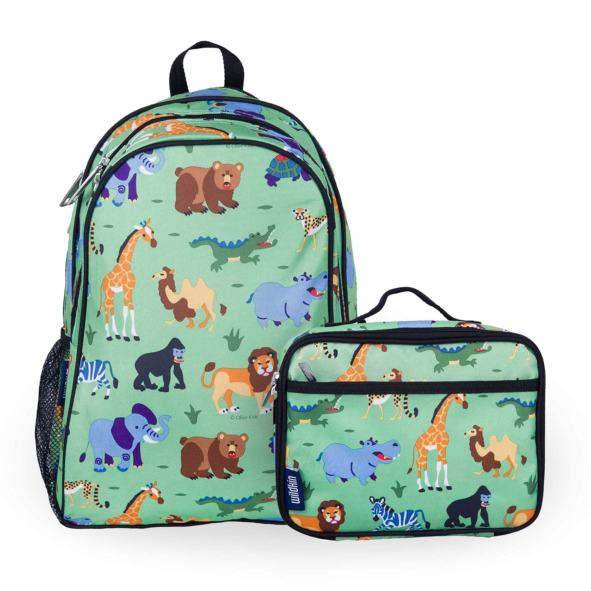 Wildkin 15 Inch Kids Backpack Set with Matching Lunch Box - Animal Print Design for School, Travel & Outdoor Adventures