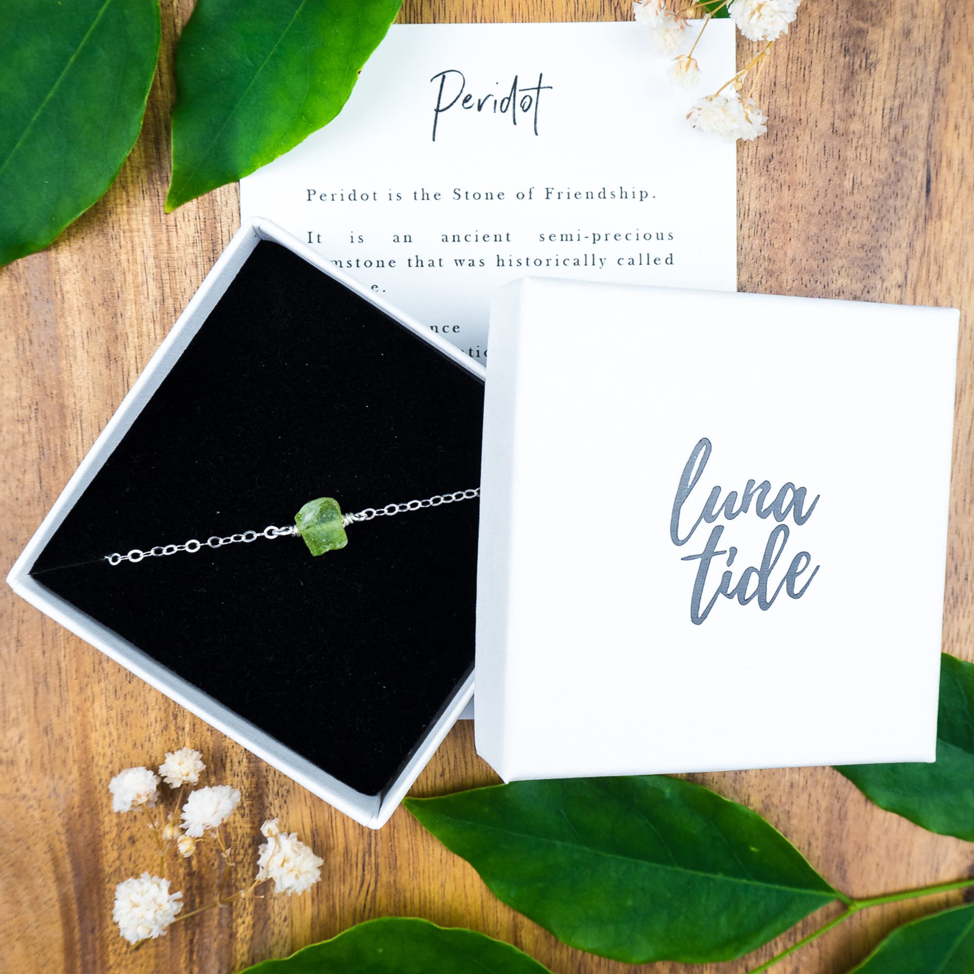 Luna Tide Peridot Raw Nugget Sterling Silver Anklet - Natural Gemstone Jewelry for Boho Fashion & Beach Outfits