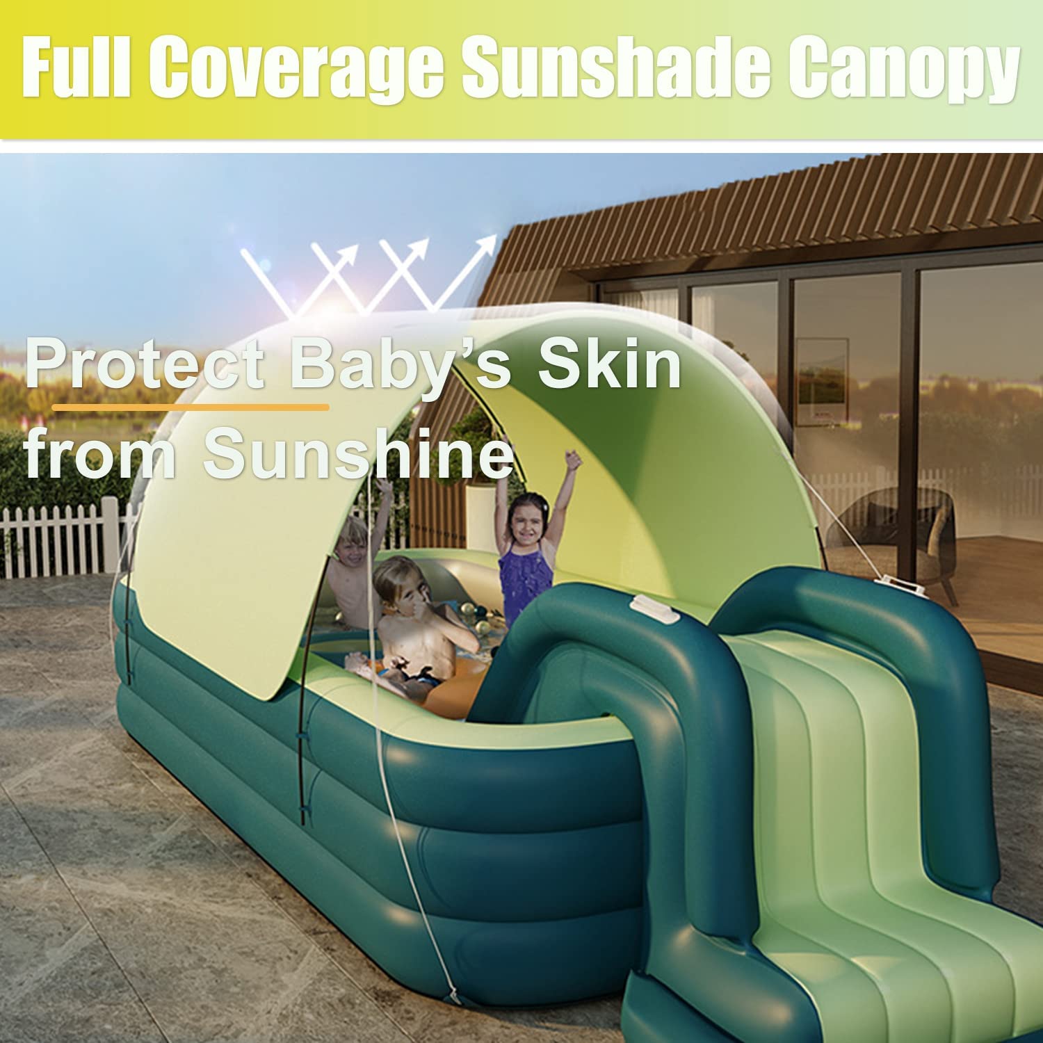 YUEWO 2.1m Inflatable Swimming Pool with Canopy - 3-Layer Above Ground Portable Blow Up Pool for Adults & Family - Outdoor Garden Backyard Summer Fun (Yellow) | Perfect for Relaxation, Parties & Kids Playtime