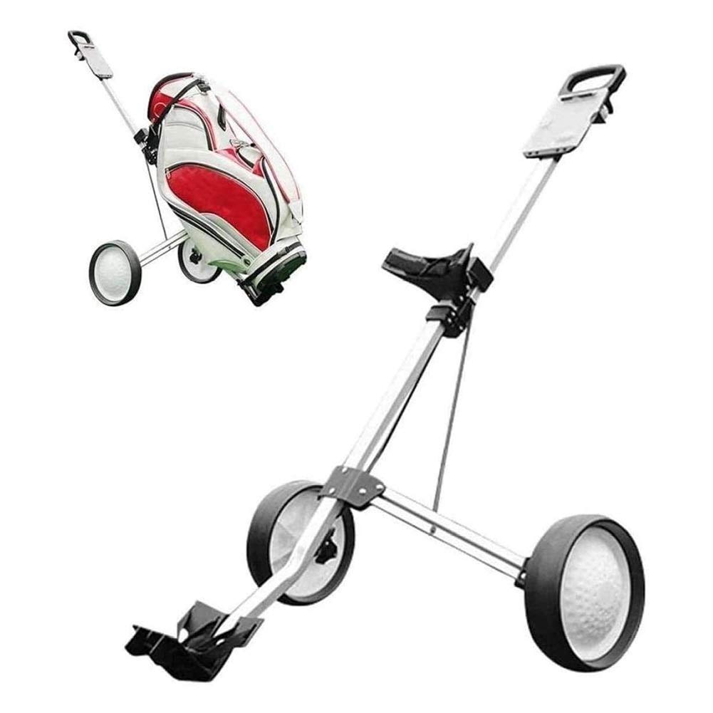 Premium Folding 2-Wheel Golf Trolley - Lightweight Golf Bag Caddy for Outdoor Training & Tournaments | Perfect for Golf Courses, Driving Ranges & Airport Luggage Transport