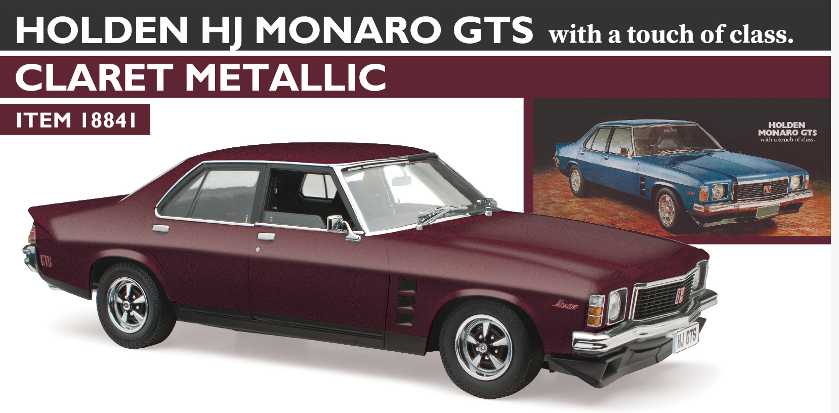1:18 Holden HJ Monaro GTS Claret Metallic Diecast Model Car by Classic Carlectables 18841 - Perfect for Collectors, Display, and Classic Car Enthusiasts