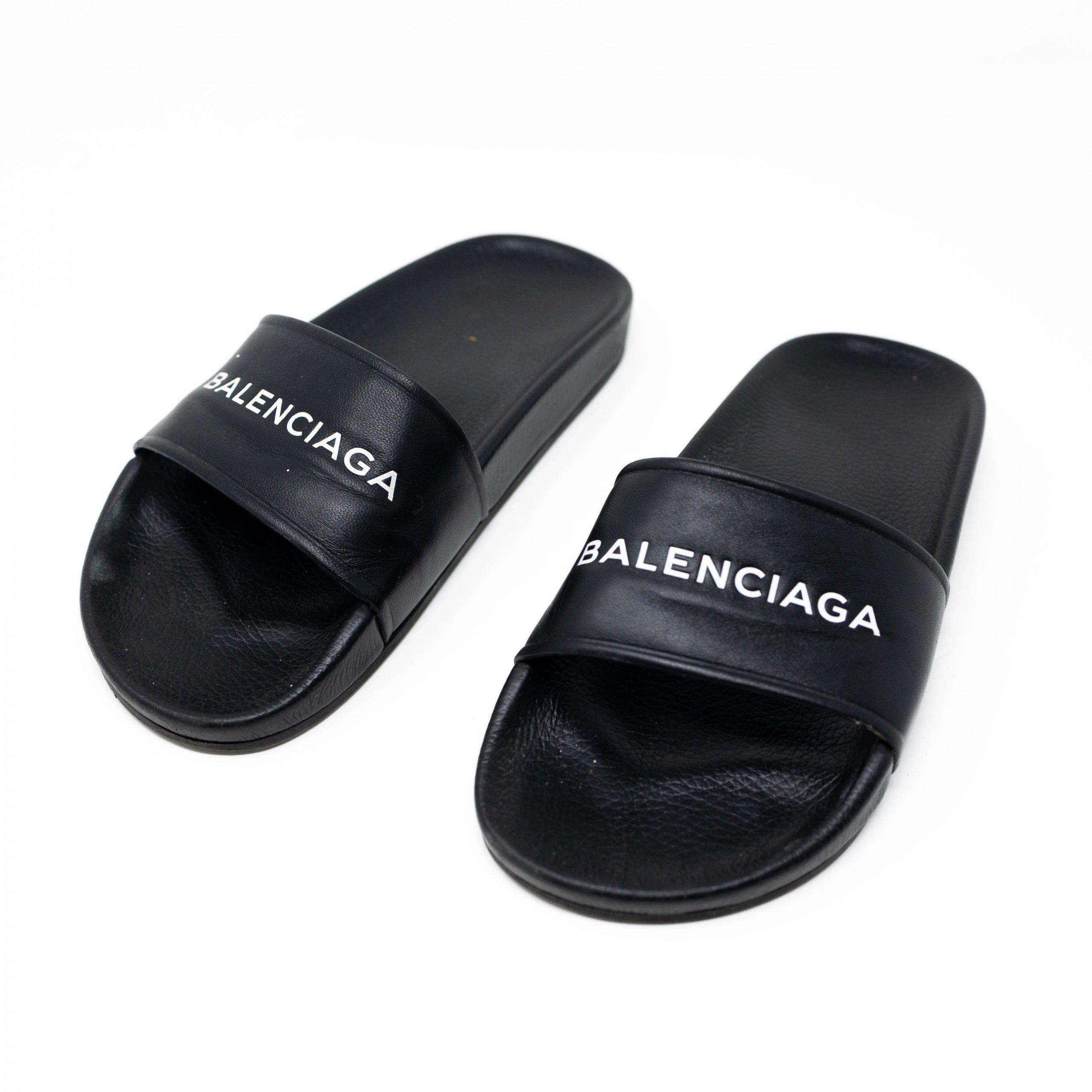 Balenciaga Black Logo Slides Size 36 - Comfortable Luxury Slides for Men & Women - Perfect for Beach, Pool, and Casual Wear