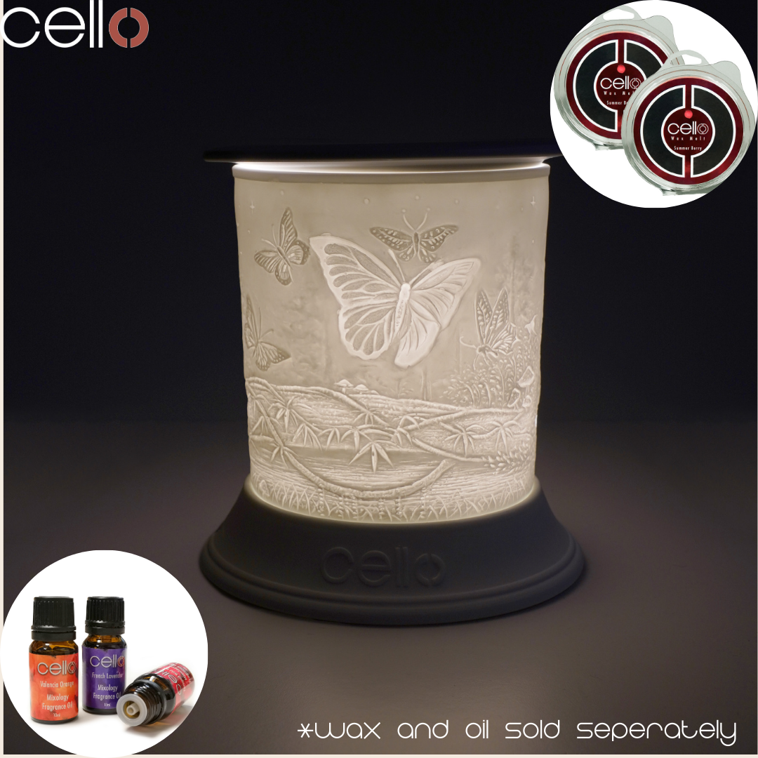 Electric Wax Warmer - Porcelain Candle Melter with Straight Butterfly Design for Home Aromatherapy & Relaxation | Perfect for Living Room, Bedroom, Spa & Yoga Studio
