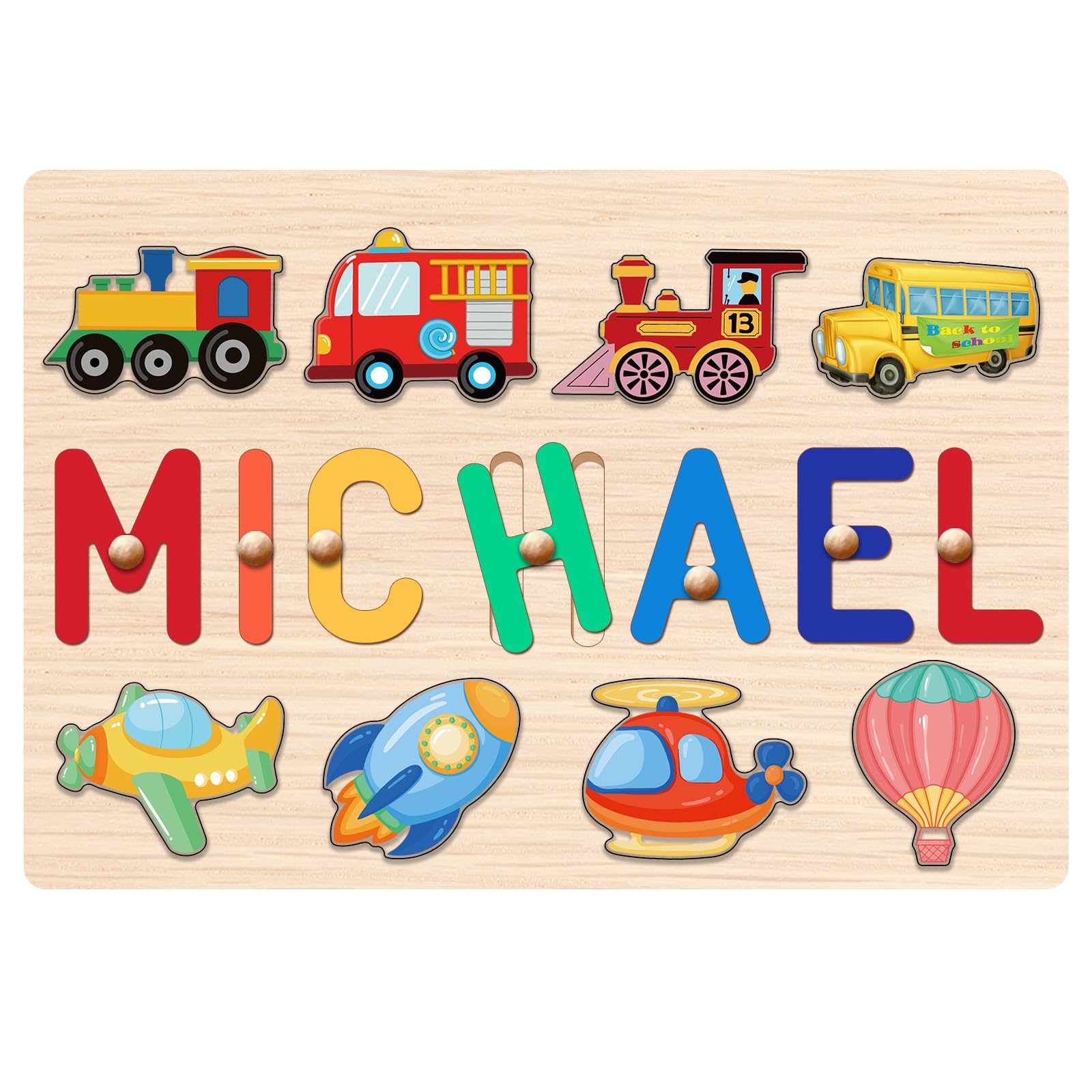 Personalized Wooden Name Puzzles for Toddlers 1-3 Years - Custom Engraved Baby Learning Toys for Boys & Girls - Perfect 1st Birthday & Christmas Gifts - Montessori Educational Toy for Early Childhood Development (Great for Home, Classroom & Daycare Use)