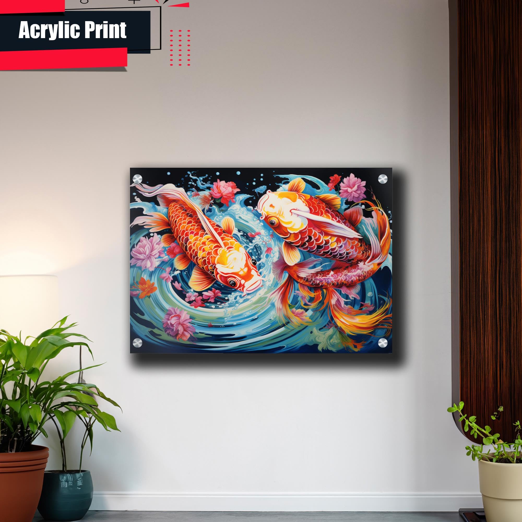 Japanese Koi Fish Art Print - Zen Wall Decor, Koi Pond Poster for Home & Office - Perfect for Living Room, Bedroom & Meditation Spaces