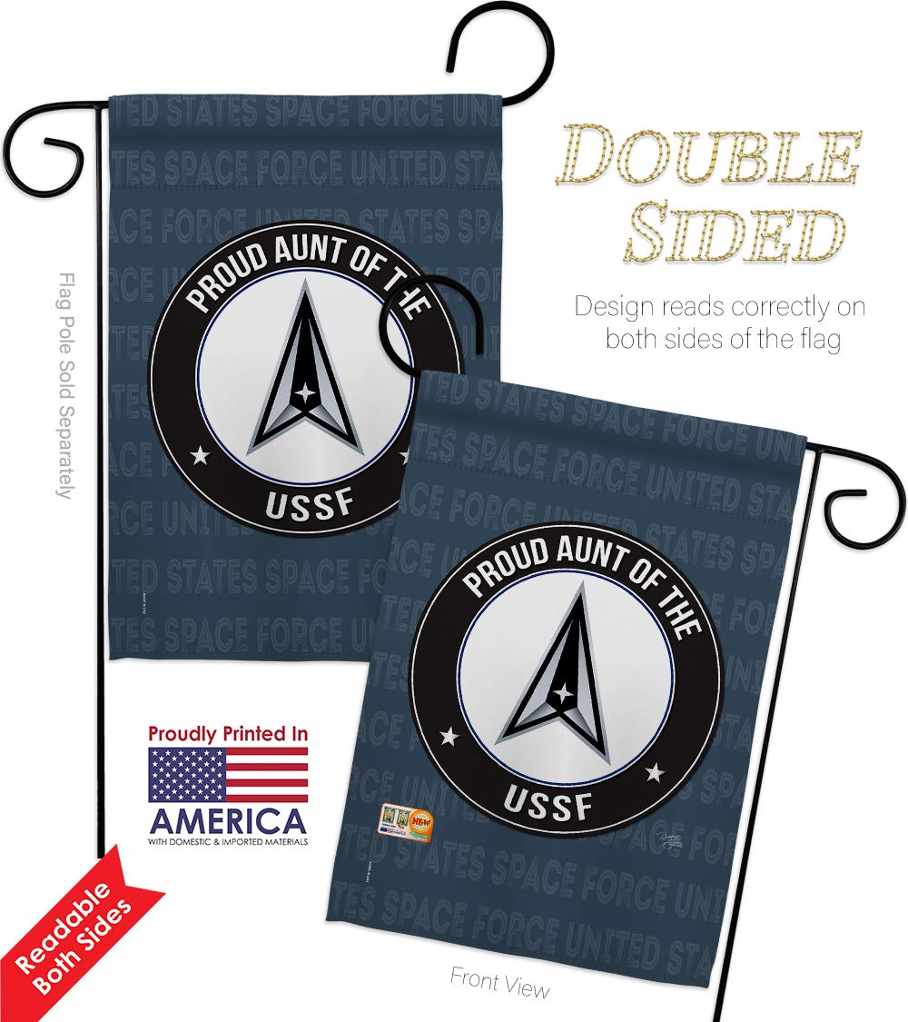 USSF Proud Aunt Garden Flag Kit - Double-Sided 28x40 Inch Military Decor, Made in USA | Patriotic Yard Banner for Armed Forces Supporters, Home & Outdoor Decoration