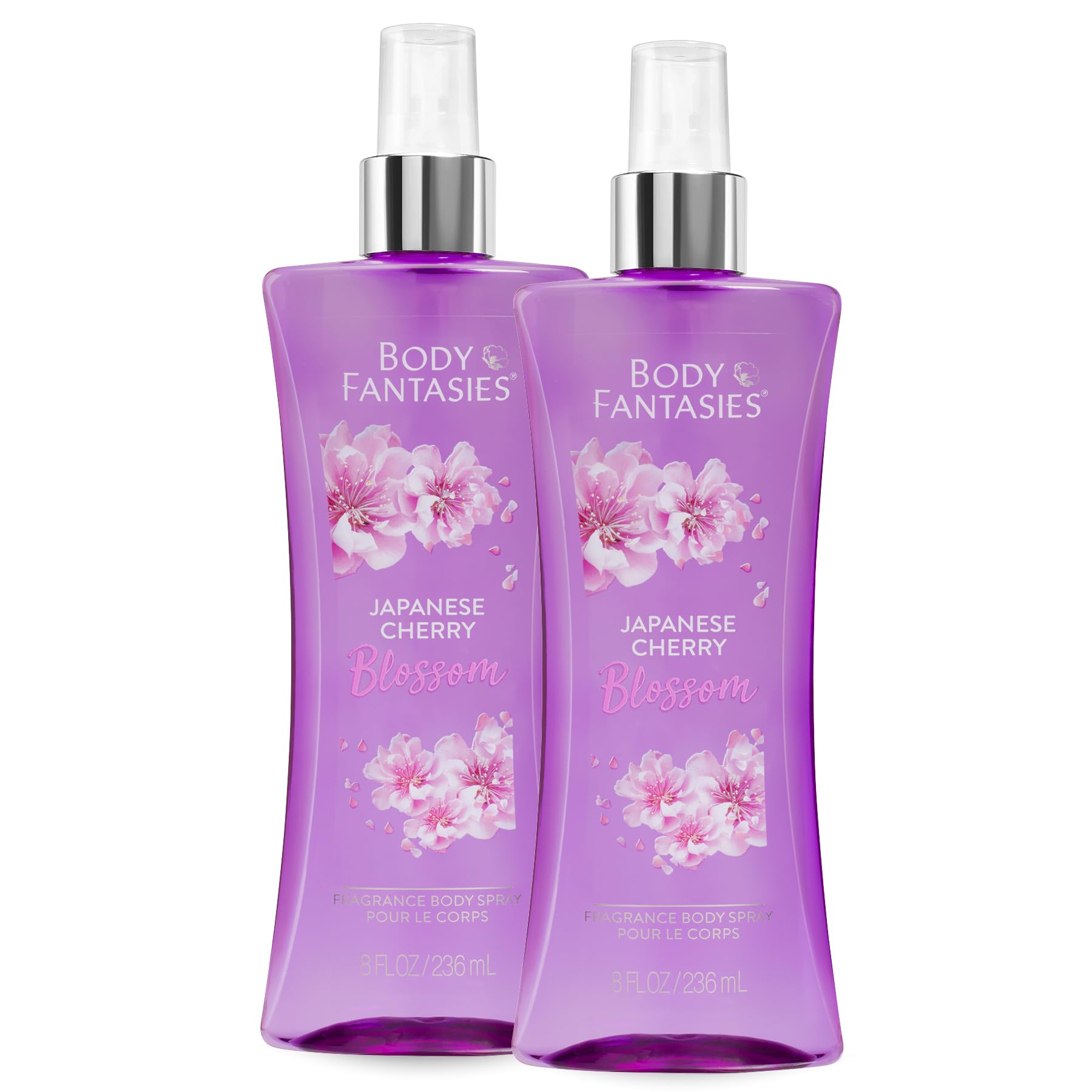 Body Fantasies Japanese Cherry Blossom Fragrance Body Spray - 8 fl oz (2 Pack) | Floral Perfume Mist for Women, Long-Lasting Fresh Scent | Perfect for Daily Use, Work, Gym & Date Night