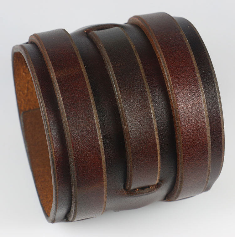 Premium Brown Leather Buckling Triple Weave Belt - Durable & Stylish for Men's Formal Wear, Business Attire & Casual Outfits