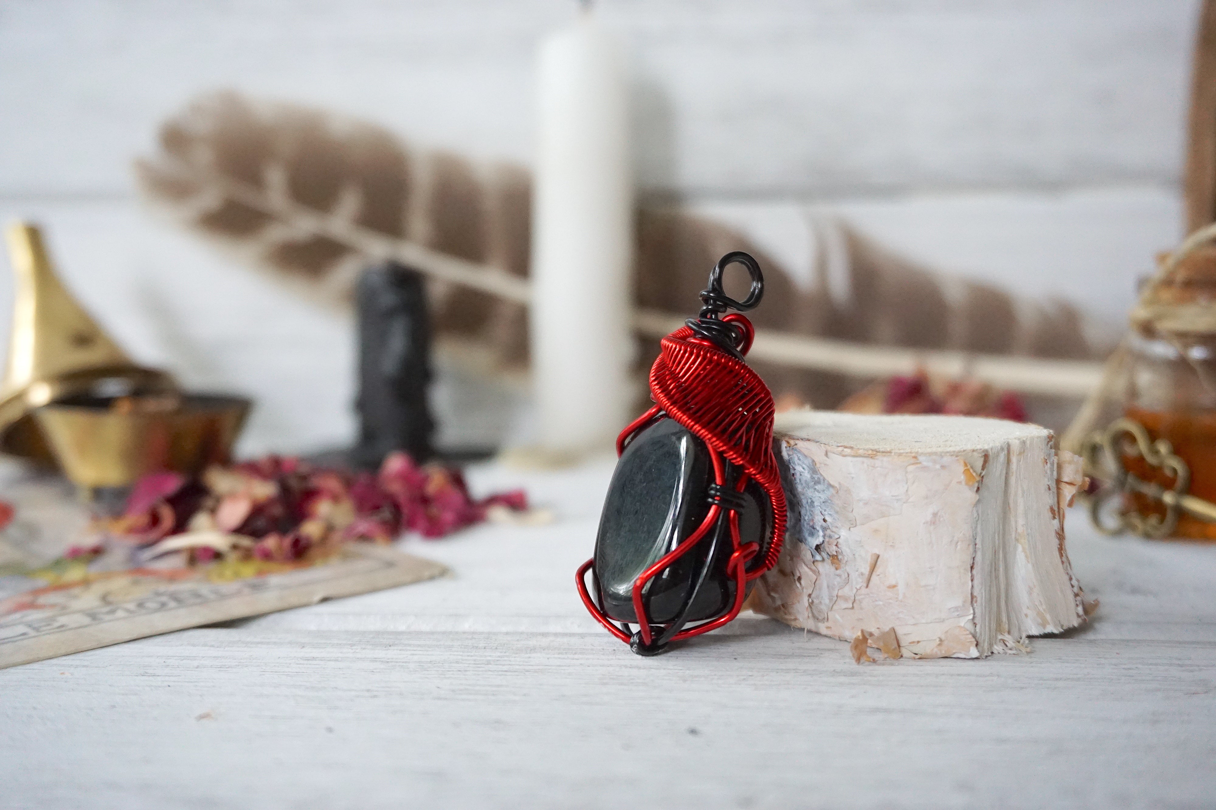 Aura Obsidian Collection - Obsidian Red Necklace for Women, Genuine Black Obsidian Stone Pendant, Healing Crystal Jewelry for Protection & Positive Energy | Perfect for Meditation, Yoga & Spiritual Gifts