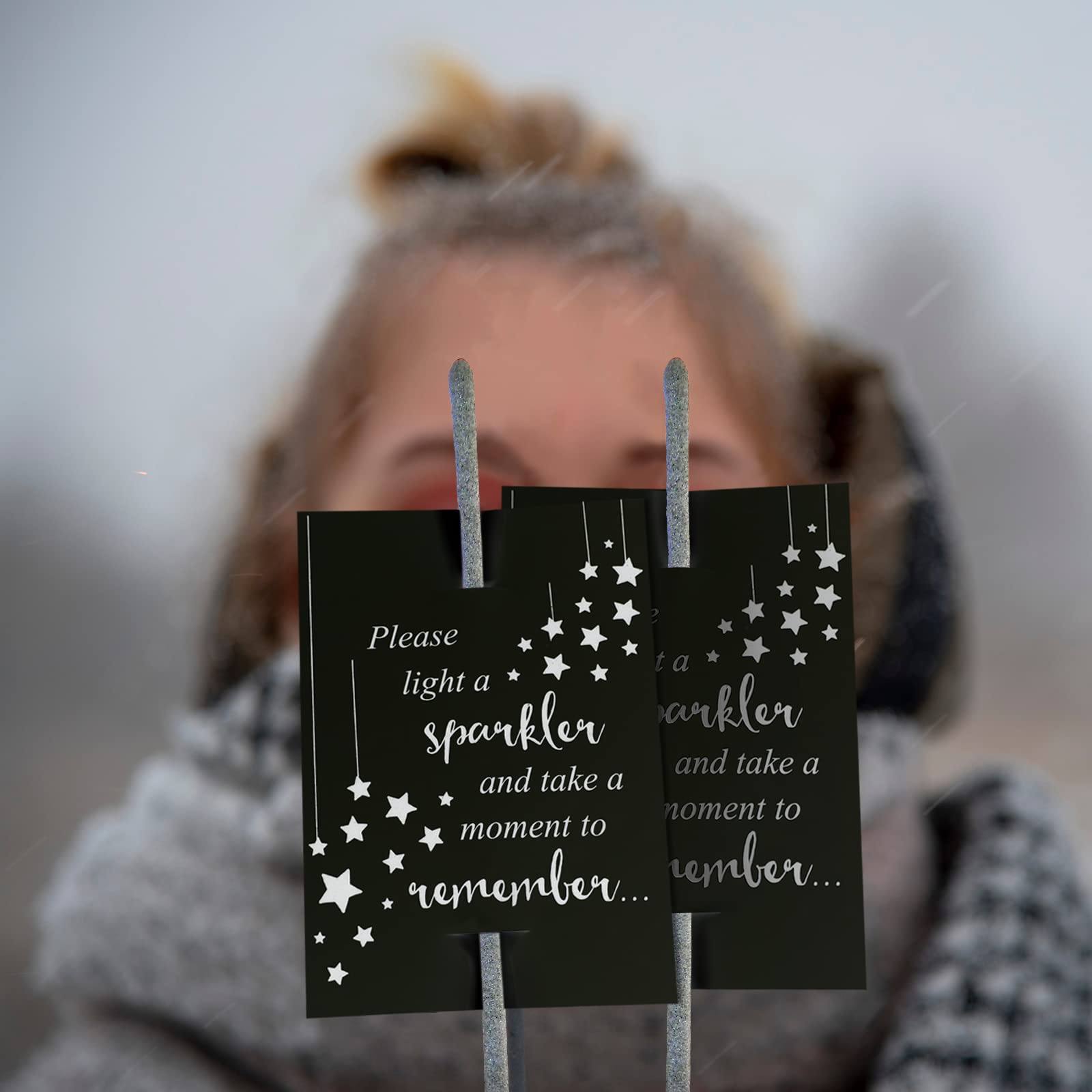 Outus 50-Pack Memorial Sparkler Cards - Celebration of Life Decorations, Double-Sided Funeral Memorial Cards for Birthday, Anniversary & Memorial Services | Perfect for Funeral Homes, Graveside Tributes & Life Celebration Events