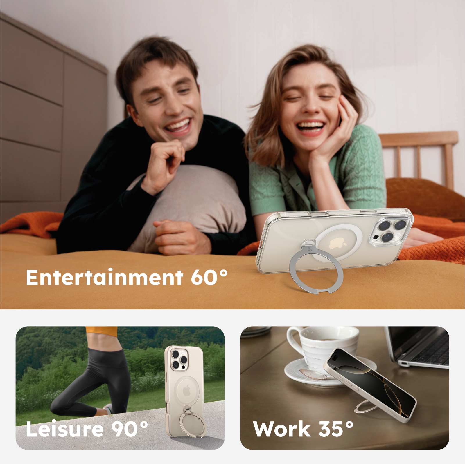 Ostand Q3 Rotating Phone Stand Holder for iPhone 16 - 360° Adjustable Phone Mount for Desk, Home Office, Bedside & Car Use