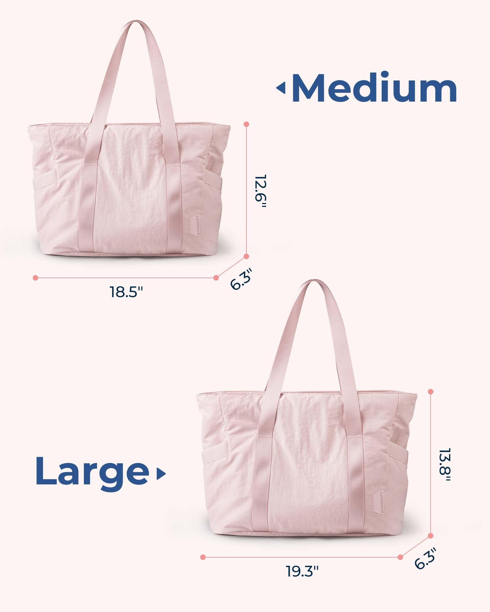 BAGSAMRT Women's Zippered Tote Bag - Stylish Work Handbag & Shoulder Bag with Yoga Mat Buckle - Perfect for Travel, Beach, Gym, Office & School (Medium Size) | Great for Commuting, Shopping & Yoga Classes