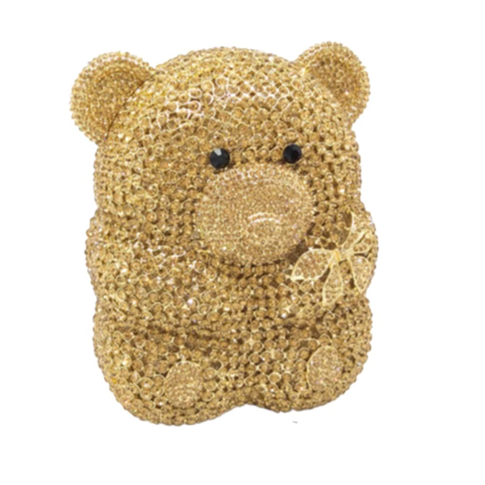 Elegant Bear Evening Bags & Clutches for Women | Rhinestone Minaudiere Animal Purse | Formal Party, Cocktail, Wedding & Special Occasion Handbag