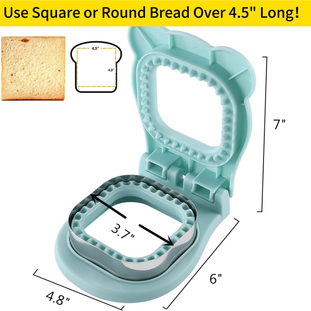 Sandwich Cutter and Sealer - Uncrustables Sandwich Maker for Easy Kids Lunch Prep | Square Sandwich Cutter for Breakfast & School Lunches (Light Blue) | Perfect for Meal Prep, Picnics & On-the-Go Snacks