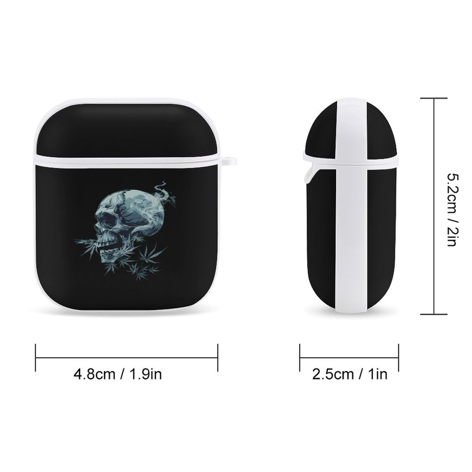 Skull Weed Smoking Bluetooth Headphone Case - Protective Cover for AirPods 1 & 2 - Portable Earphone Storage for Travel, Gym & Outdoor Activities