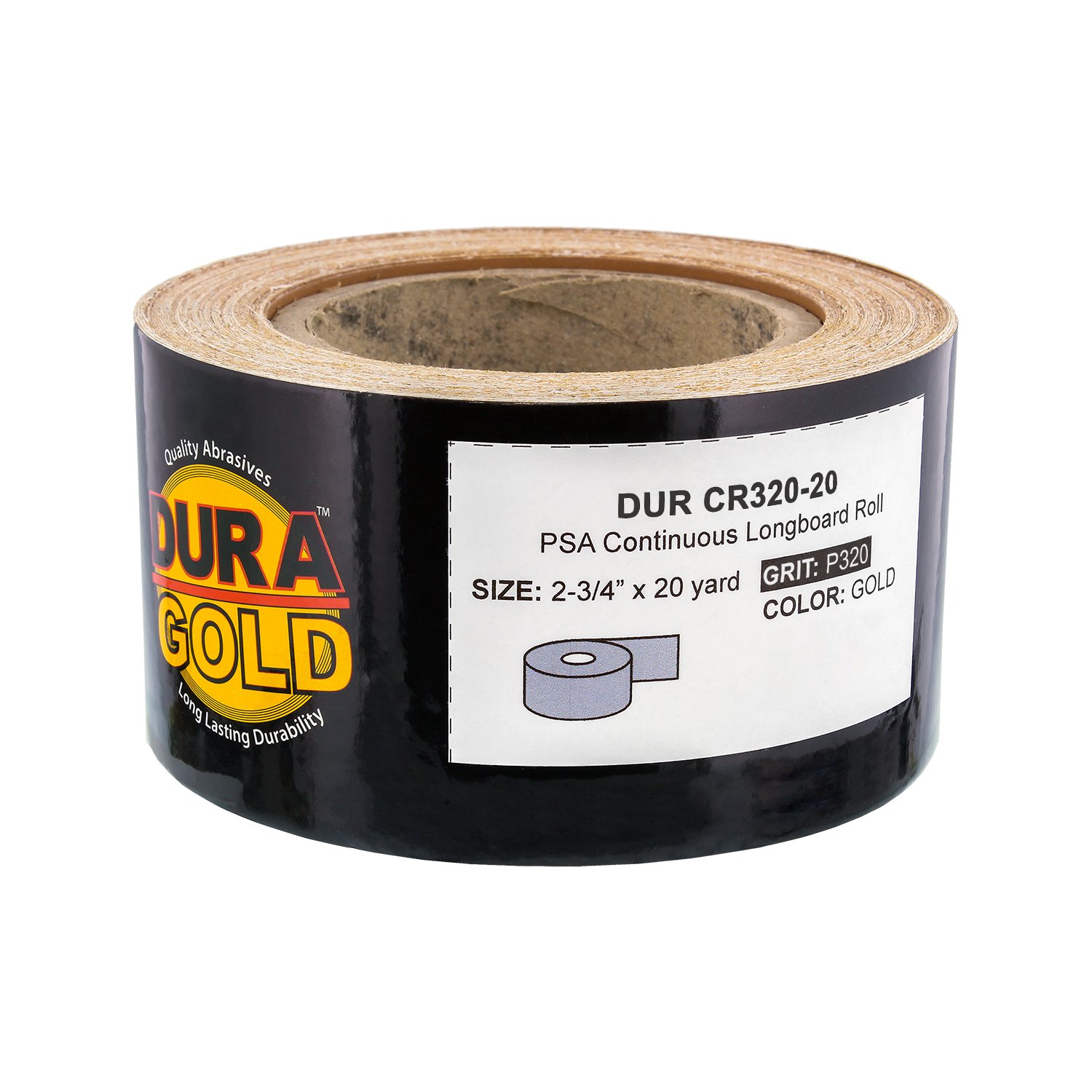 Dura-Gold Pro Series Longboard Hand Sanding File Sander Block with Hook & Loop Backing - Includes PSA Adapter Pad & 320 Grit Sandpaper Roll (20 Yards, 2-3/4