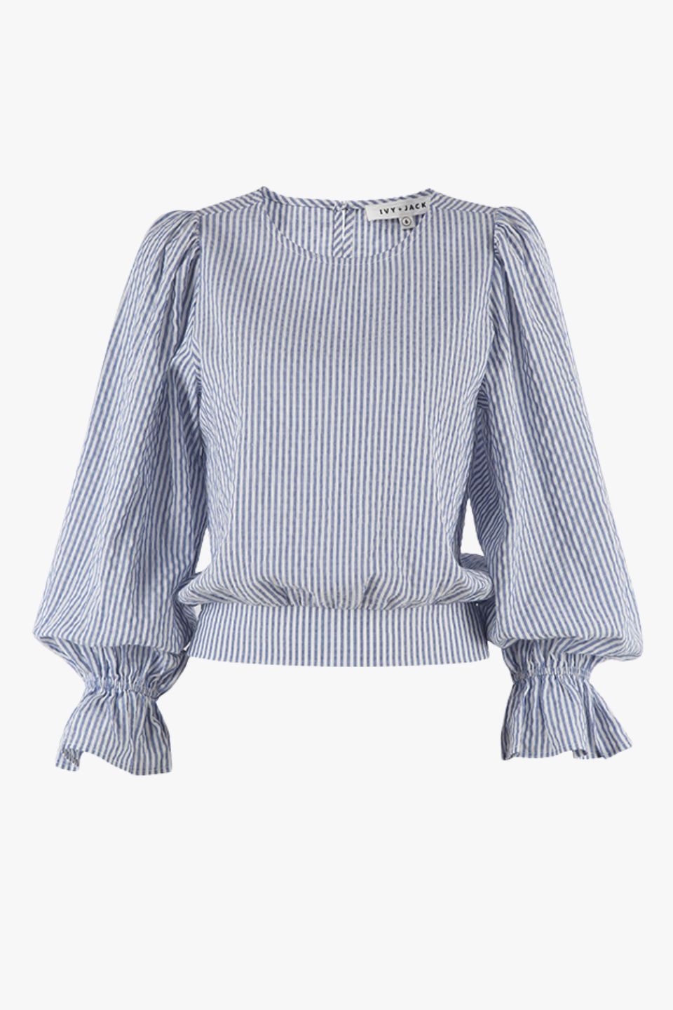 Imagine Blue Stripe Shirred Back Long Sleeve Top for Women | Casual & Chic Blouse for Everyday Wear | Perfect for Office, Dates & Outings
