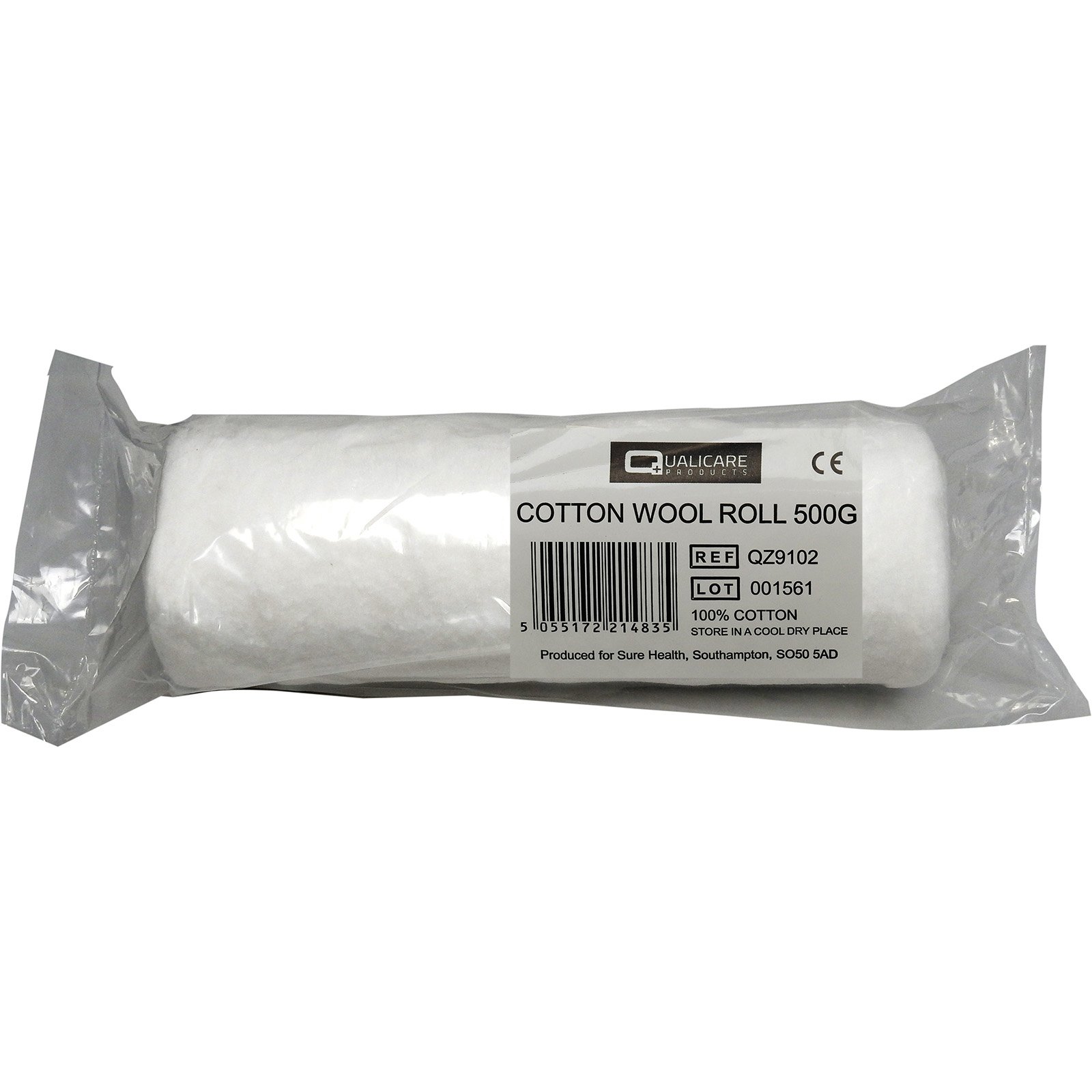 Qualicare Premium Large Medical Cotton Wool Roll – 500g Single Roll for First Aid, Makeup & Wound Care | Ideal for Hospitals, Clinics & Home First Aid Kits