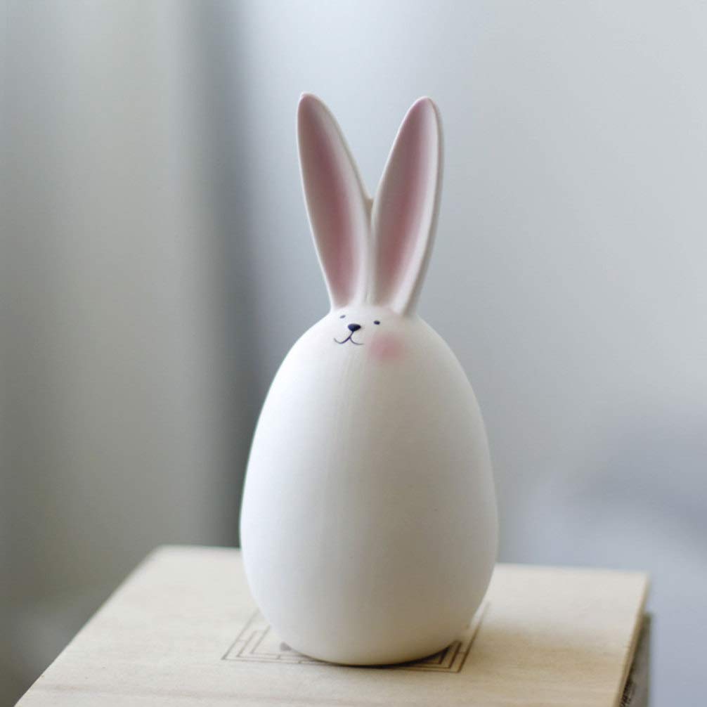 BESPORTBLE Pink Ceramic Bunny Figurine - Handcrafted Porcelain Easter Rabbit Statue, Collectible Home Decor Sculpture for Easter, Desktop, Office & Shelf Display - Perfect for Spring Decorations, Gift Giving & Holiday Table Centerpieces