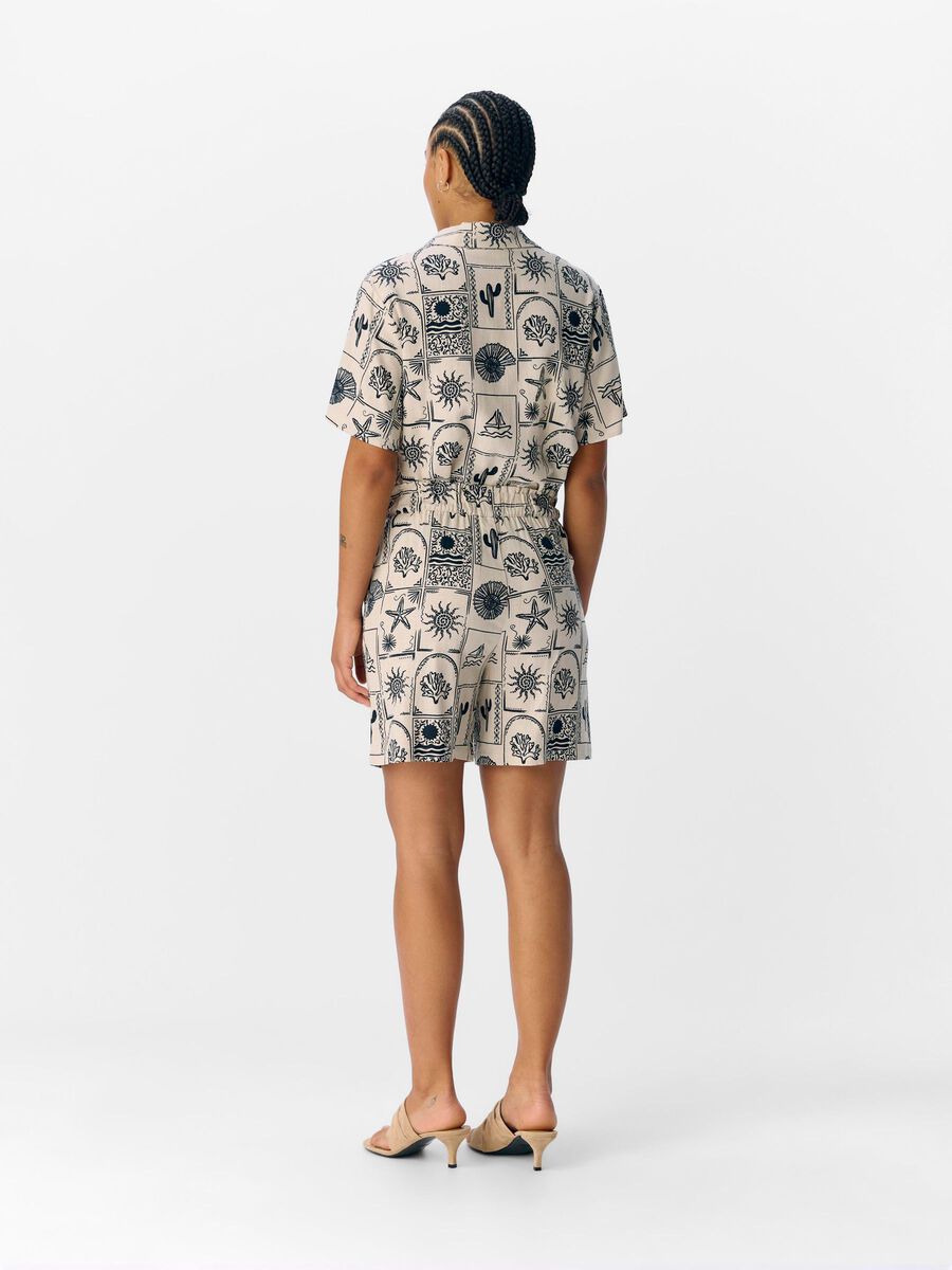 Ember Printed Shorts for Men - Breathable & Comfortable Summer Shorts (Sandshell/Sky Captain) - Perfect for Beach, Gym & Casual Wear