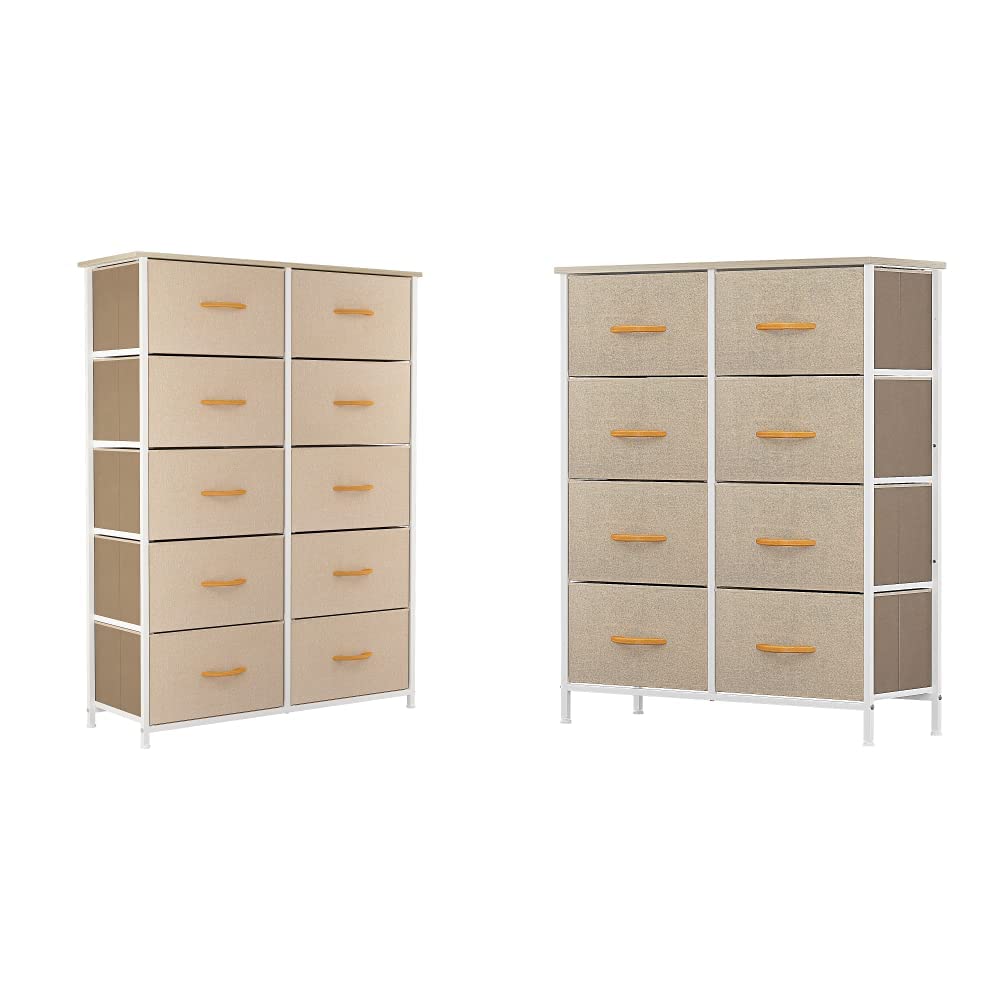 YITAHOME 10-Drawer Fabric Dresser Storage Organizer for Bedroom, Closet & Nursery - Space-Saving Beige Clothes Tower - Perfect for Small Spaces, Kids Room & Home Organization