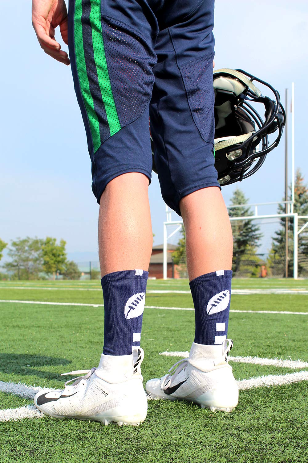 MadSportsStuff Youth Football Socks for Boys & Men - Breathable Athletic Crew Socks - Perfect for Football Games, Training & Sports Gifts