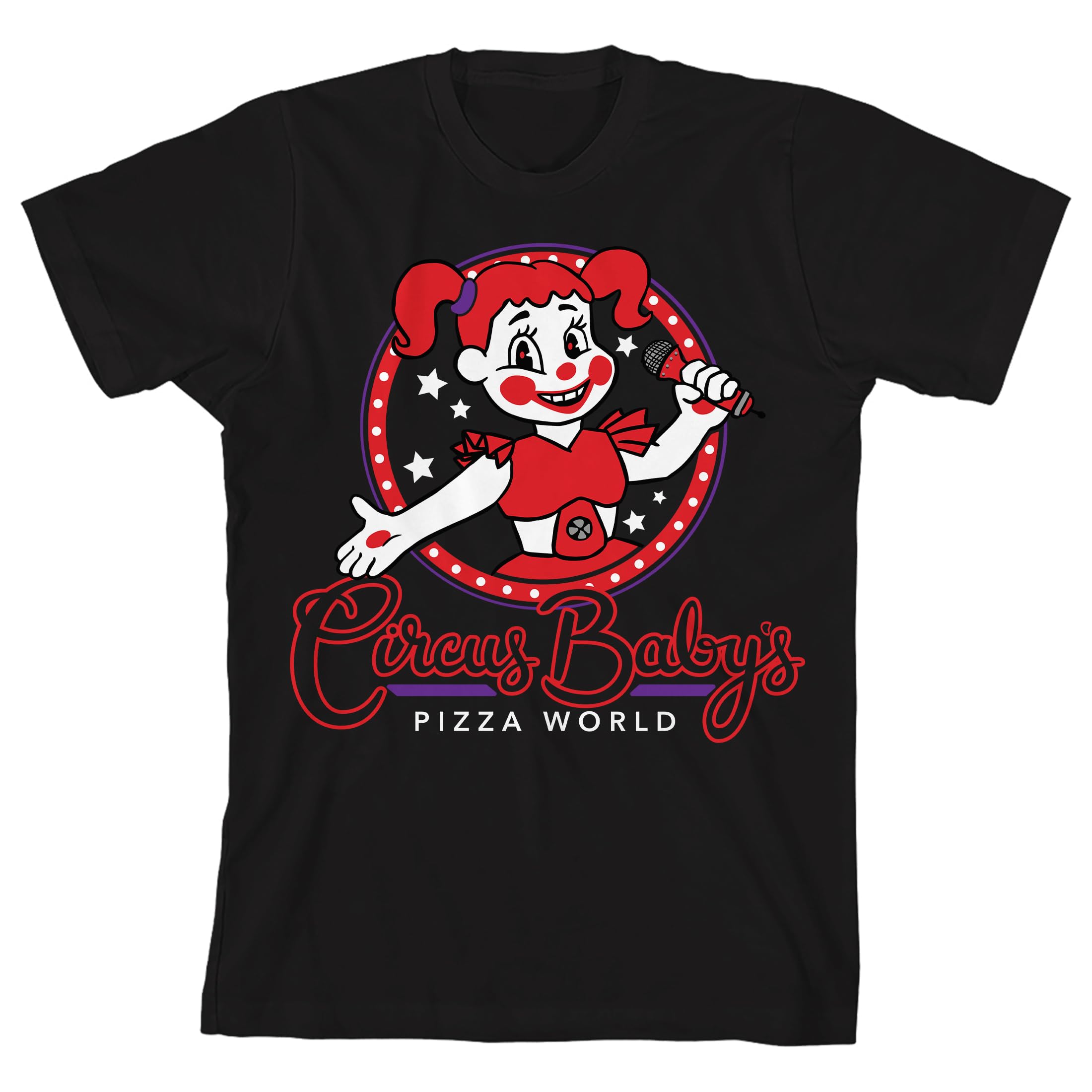 Bioworld Girls Circus Baby Pizza Graphic T-Shirt - Cute Pizza Print Youth Apparel for Kids Birthday Parties & Casual Wear