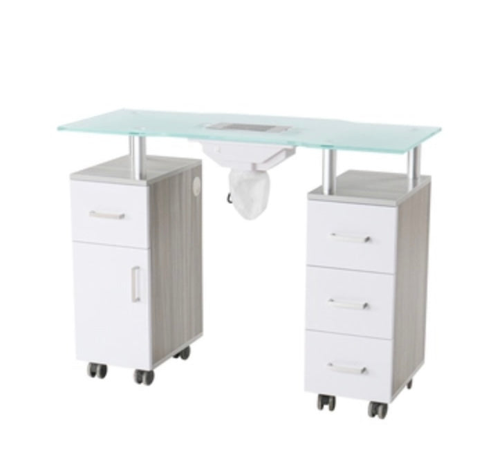 Professional Manicure Table for Nail Salon - Portable & Adjustable Nail Technician Table with LED Light & Storage Drawer - Perfect for Home, Salon, or Spa Use