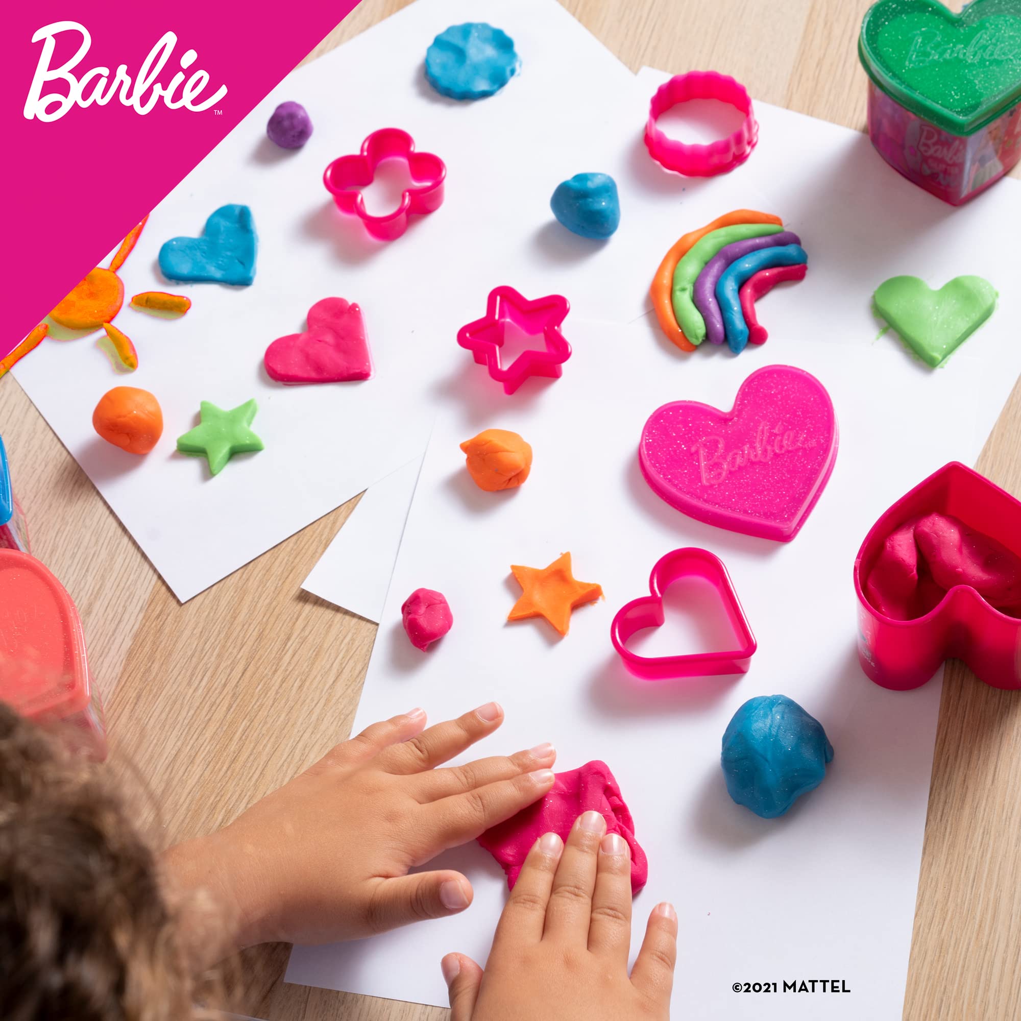 Barbie Heart-Shaped Pots Play Dough Set - 100g Modeling Clay for Girls Ages 3+ | Creative Arts & Crafts Toy for Kids Birthday Gifts & Pretend Bakery Play