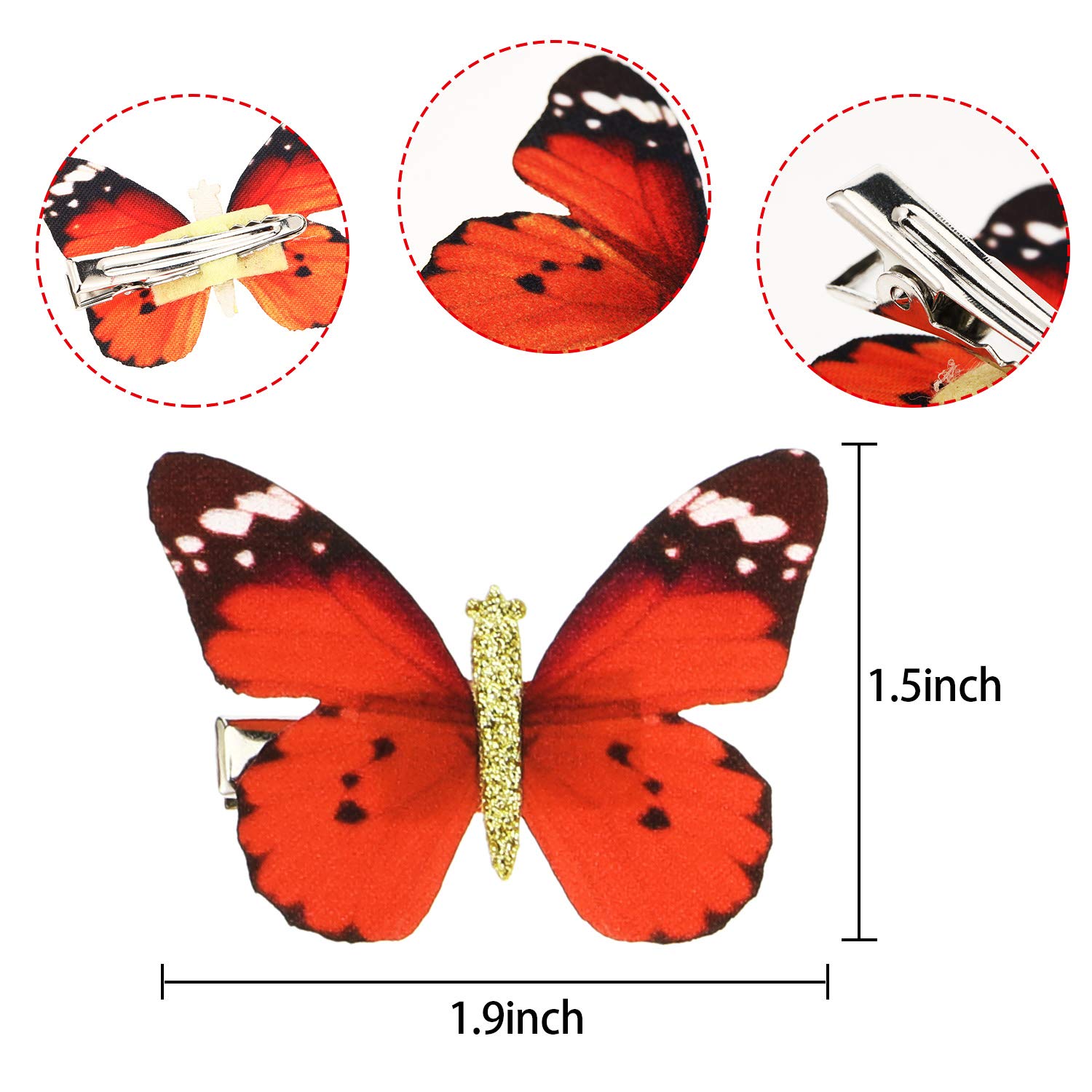 18PCS Glitter Butterfly Hair Clips for Women Girls Teens - Shiny Hair Accessories for Parties, Weddings, School & Daily Use