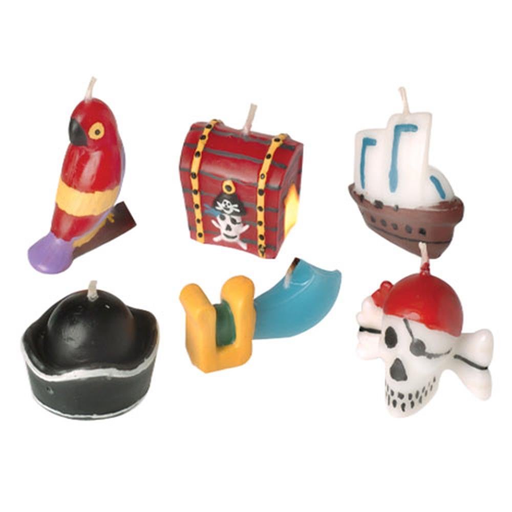 Pirate Birthday Cake Candles Set of 6 - Fun Themed Candles for Pirate Party Decorations, Kids Birthday Cakes, and Themed Desserts