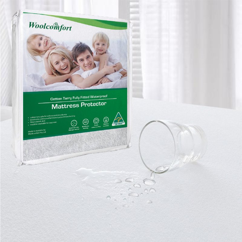 Australian Made Cotton Terry Fully Fitted Waterproof Mattress Protector - Double Size | Hypoallergenic & Breathable | Perfect for Bedwetting, Allergies & Spill Protection