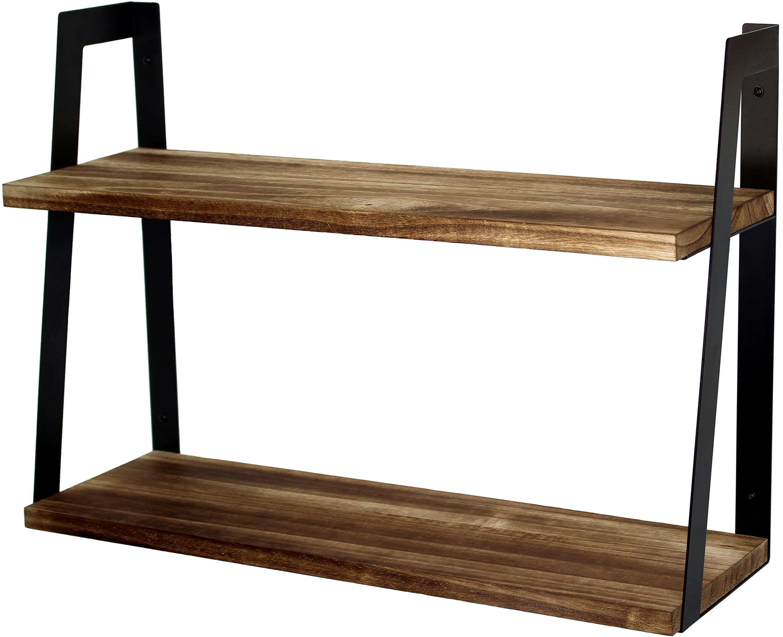 Peter's Goods 2-Tier Modern Rustic Floating Wall Shelves - Farmhouse Style Wall Mounted Shelves for Books & Decor | Perfect for Laundry Room, Bathroom, Kitchen, Bedroom & Office Organization