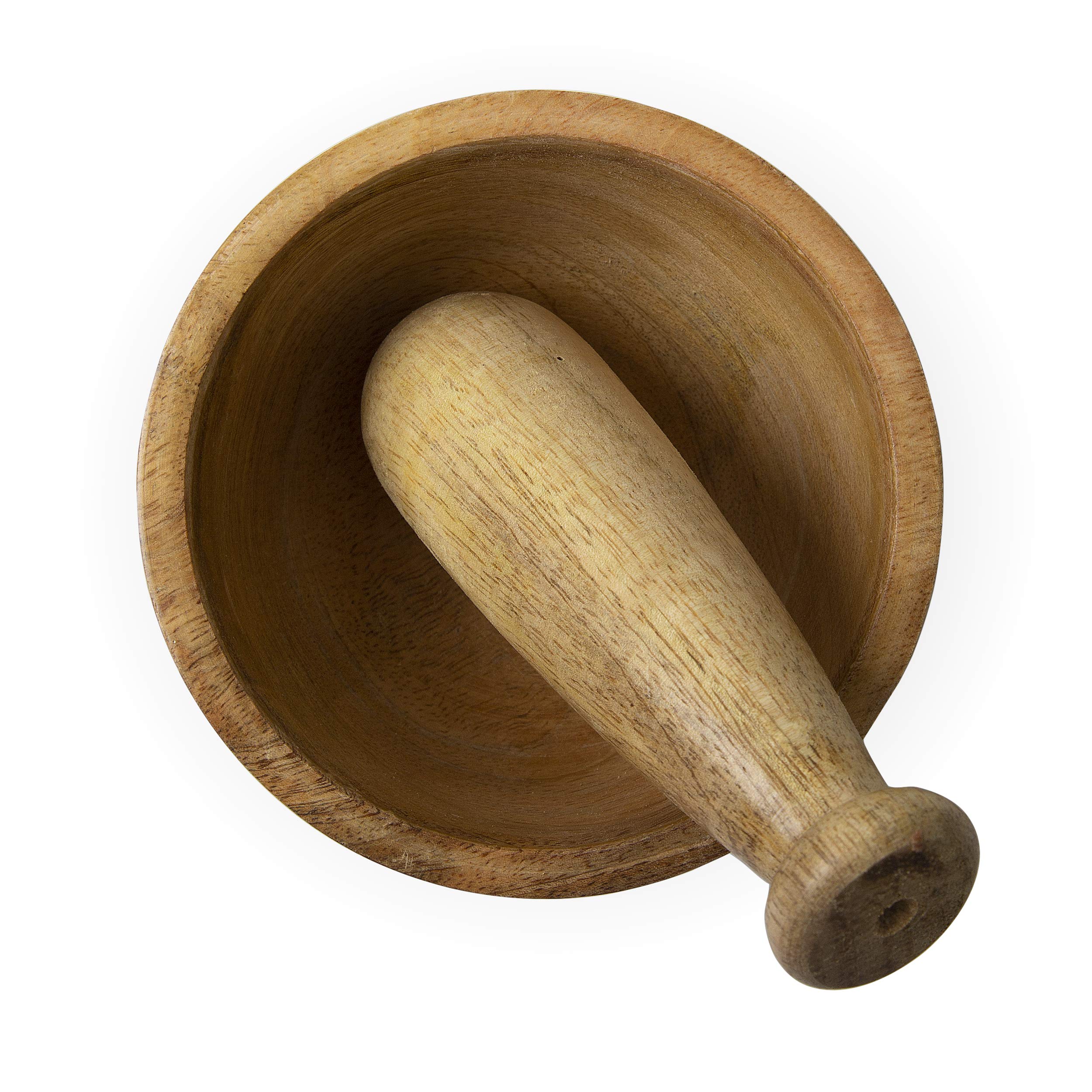 Handmade Indian Wooden Mortar and Pestle Set - Natural Rustic Style Herb & Spice Grinder, Masala Mixer, Manual Kharal for Crushing Seasonings & Pills - Perfect Kitchen Utensil & Housewarming Gift for Ayurvedic Cooking, Herbal Remedies & Spice Preparation