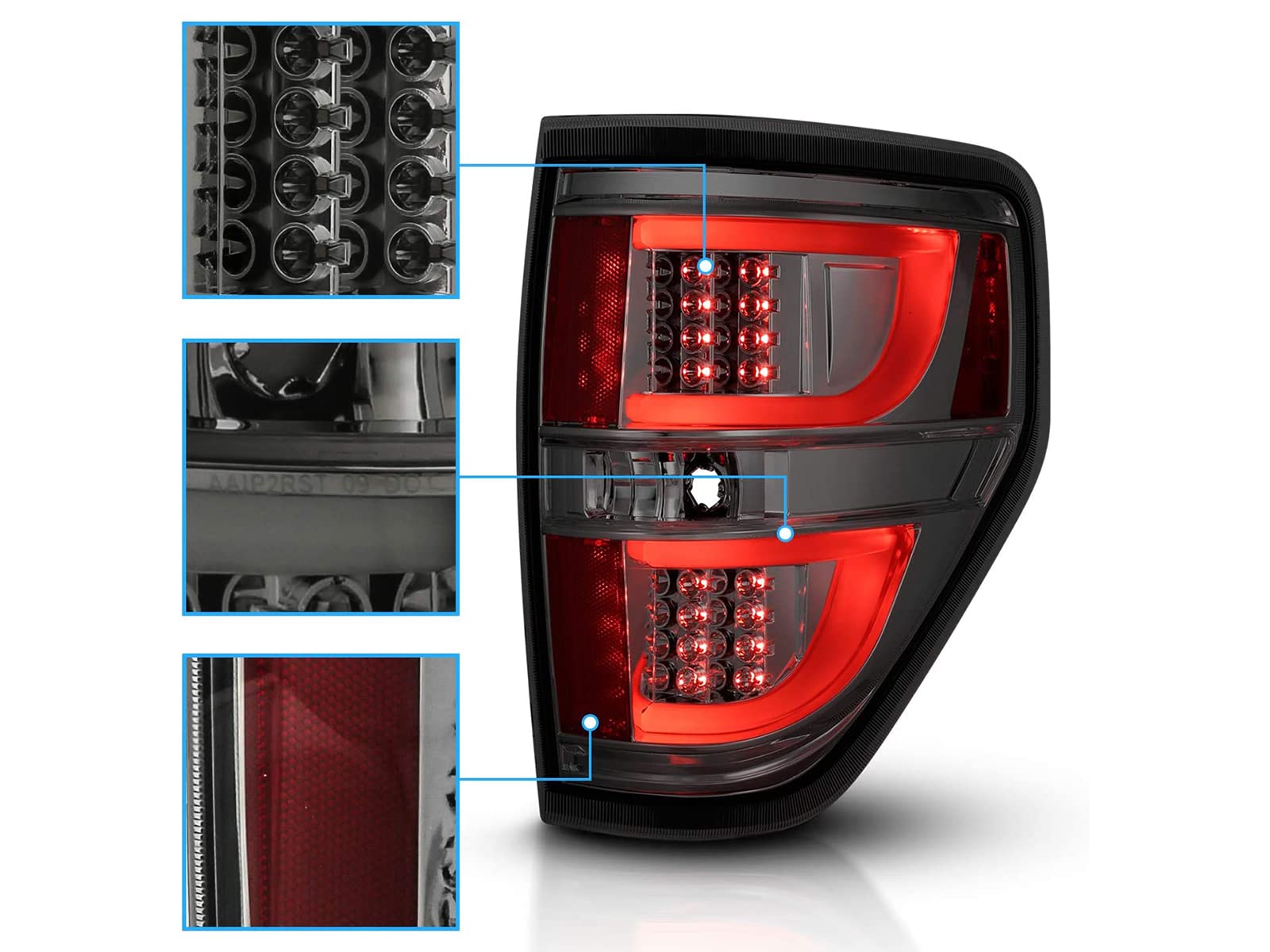 Smoke LED Tail Lights for Ford F-150 Version 2 - Pair | High-Performance Brake Lights | Durable & Stylish Upgrade for Night Driving & Off-Road Adventures
