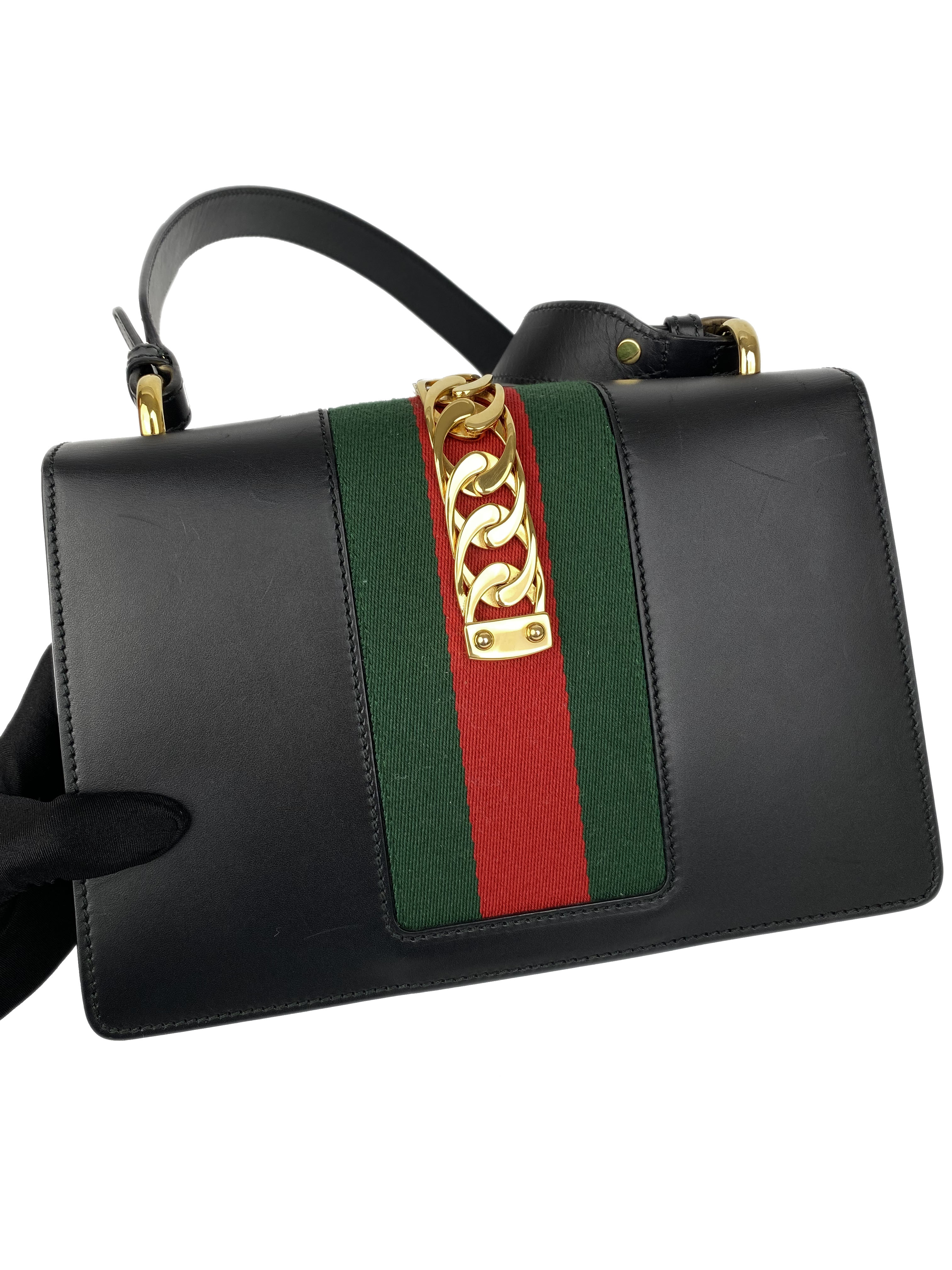 Gucci Black Small Sylvie Bag - Luxury Leather Crossbody Handbag for Women | Perfect for Parties, Dates & Everyday Use