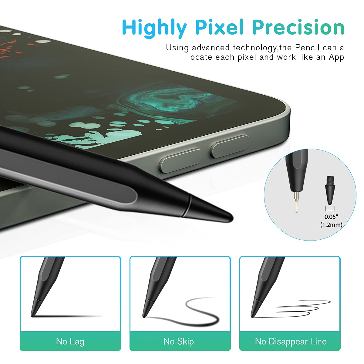 Premium Stylus Pen for iPad 10th & 9th Generation - Active Pencil with Palm Rejection Technology | Compatible with iPad Pro 12.9/11 inch, iPad Air 5/4/3 & iPad 8/7/6 (2018-2023 Models) | Perfect for Digital Art, Note-Taking & Professional Work