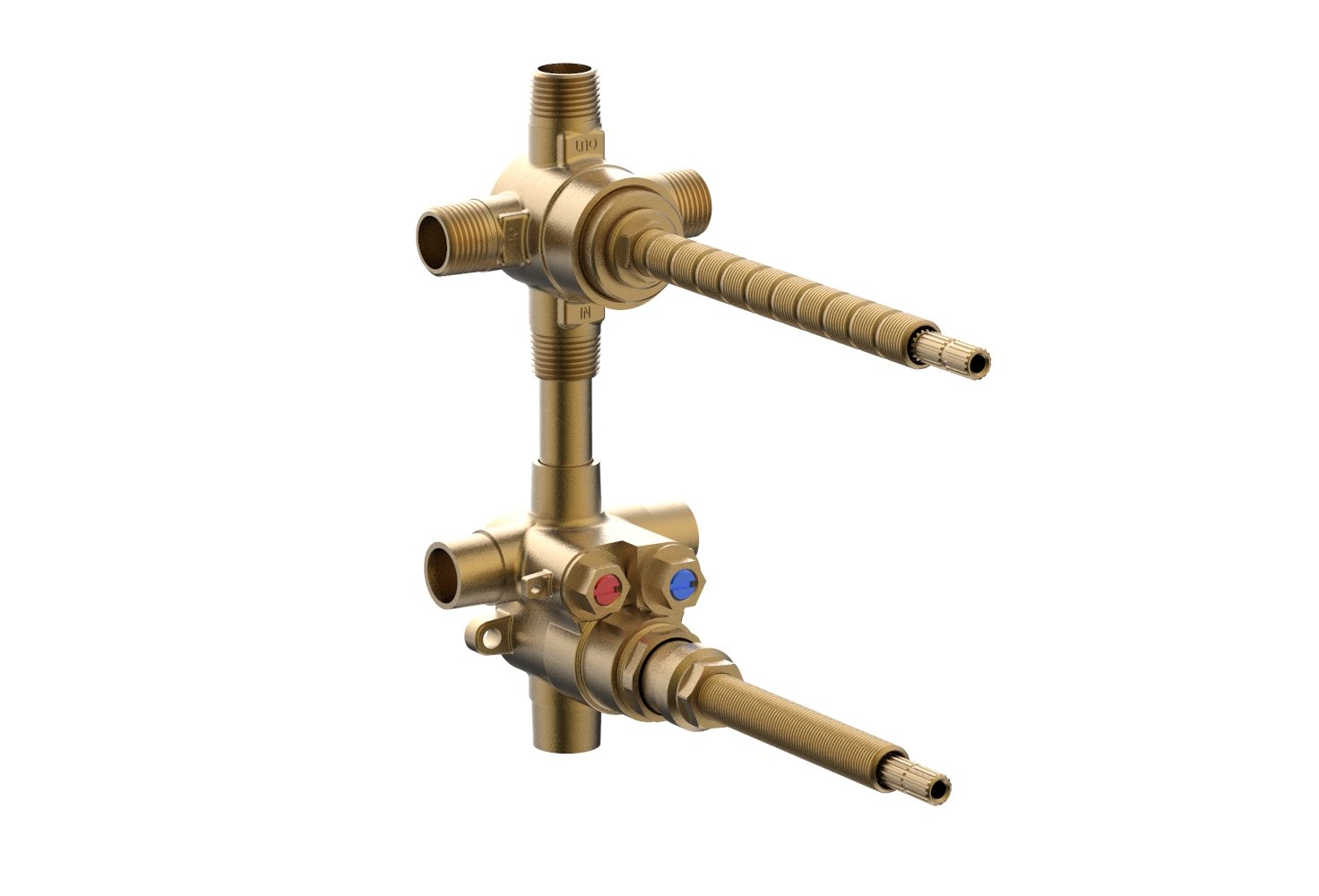 1/2 Inch Thermostatic Mixing Valve with 3-Way Diverter - Brass SHARED Shower Valve for Bathroom & Kitchen Faucet - Perfect for Water Temperature Control in Showers, Bathtubs, and Sinks