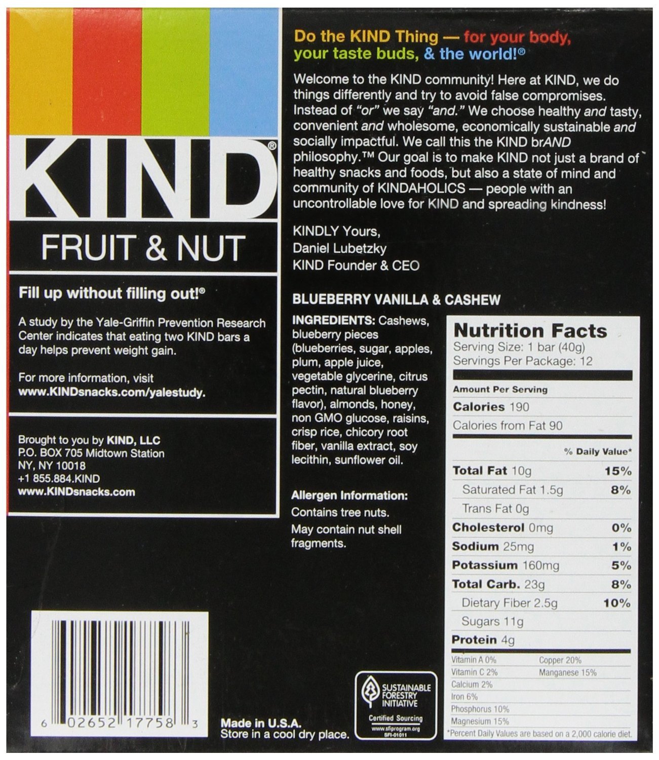 KIND Bars, Blueberry Vanilla Cashew - Healthy Gluten Free Snacks with 5g Protein (12 Count) | On-The-Go Breakfast, Workout Fuel & Office Snacks