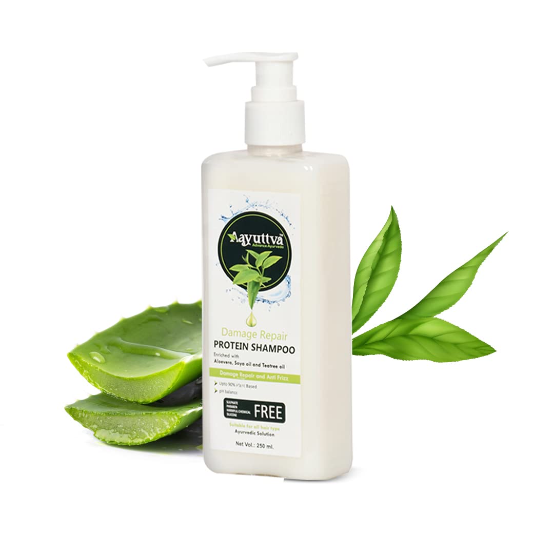 Aayuttva Super Shine Protein Rich Shampoo for Dry & Damaged Hair - Enriched with Aloe Vera, Soya Oil & Tea Tree Oil - 250ml | Men & Women | Deep Hydration & Repair for Frizzy, Color-Treated Hair | Perfect for Daily Use & Salon-Like Results at Home