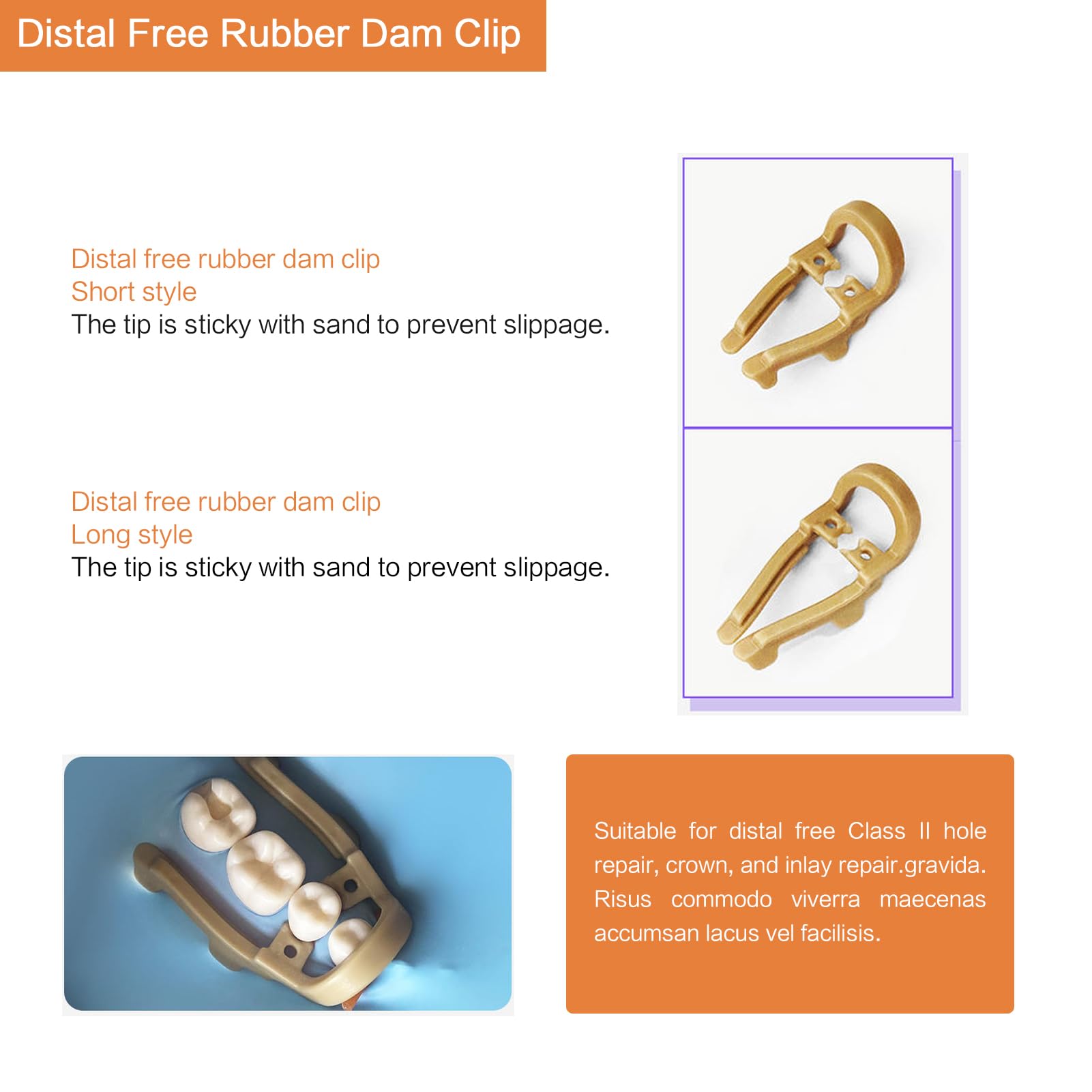 4Pcs Dental Distal Rubber Dam Clamps - Professional Resin Rubber Dam Clips for Premolars | Soft Barrier Clamps for Dental Procedures | Ideal for Teeth Repair, Root Canals & Dental Isolation