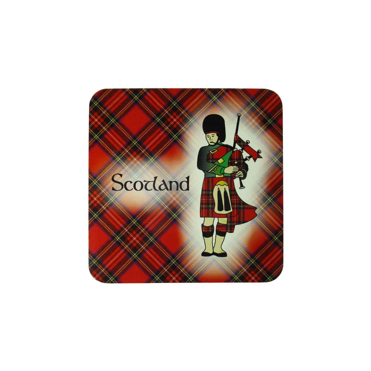 Premium Scottish Bagpiper Coasters Set of 4 - Tartan Design Drink Coasters for Whiskey, Beer & Coffee - Perfect for Celtic Weddings, Pub Decor & Scottish-Themed Parties